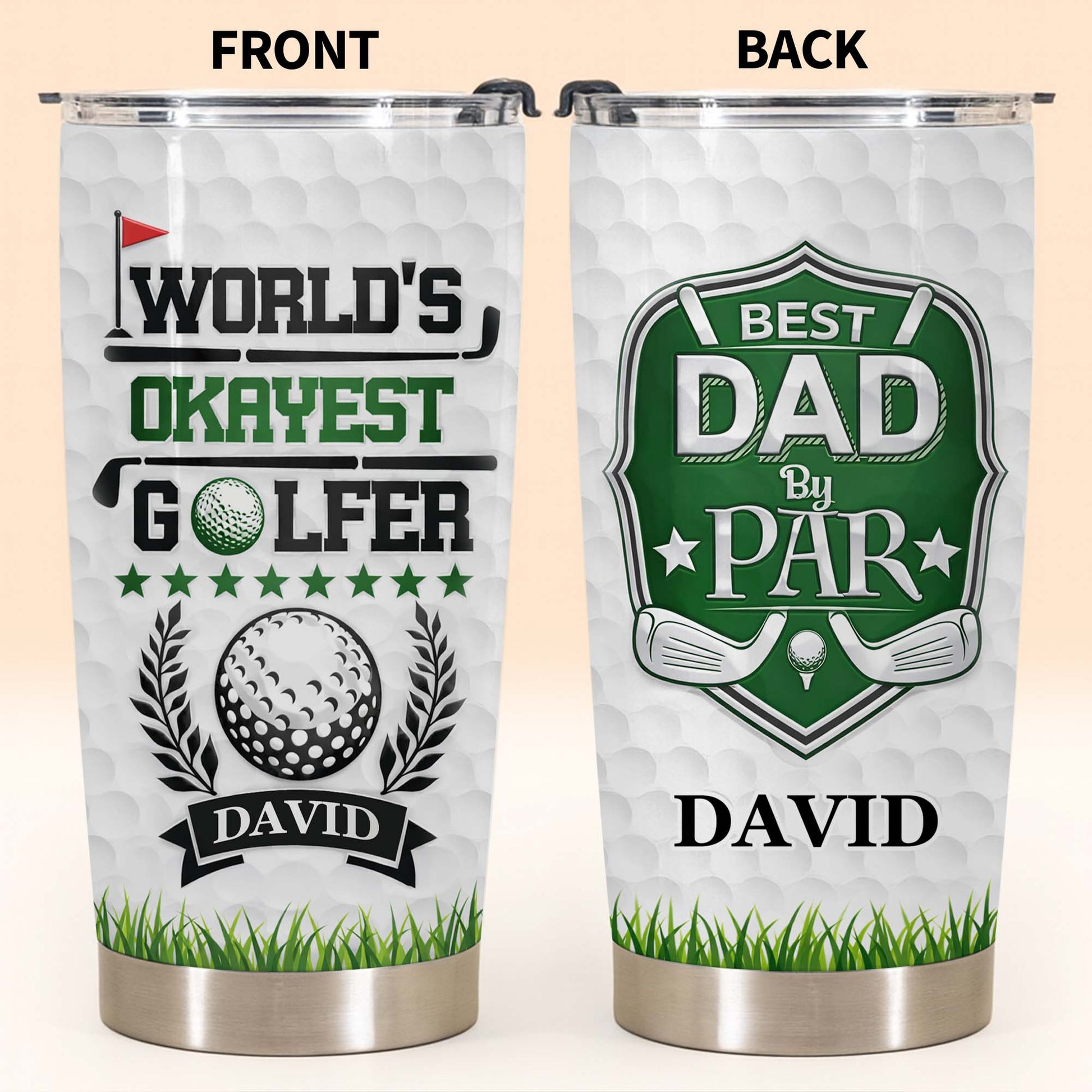 World's Okayest Golfer Best Dad By Par With Golf Ball And Clubs - Personalized Custom Stainless Steel Tumbler 20oz 30oz - DAD301_TB