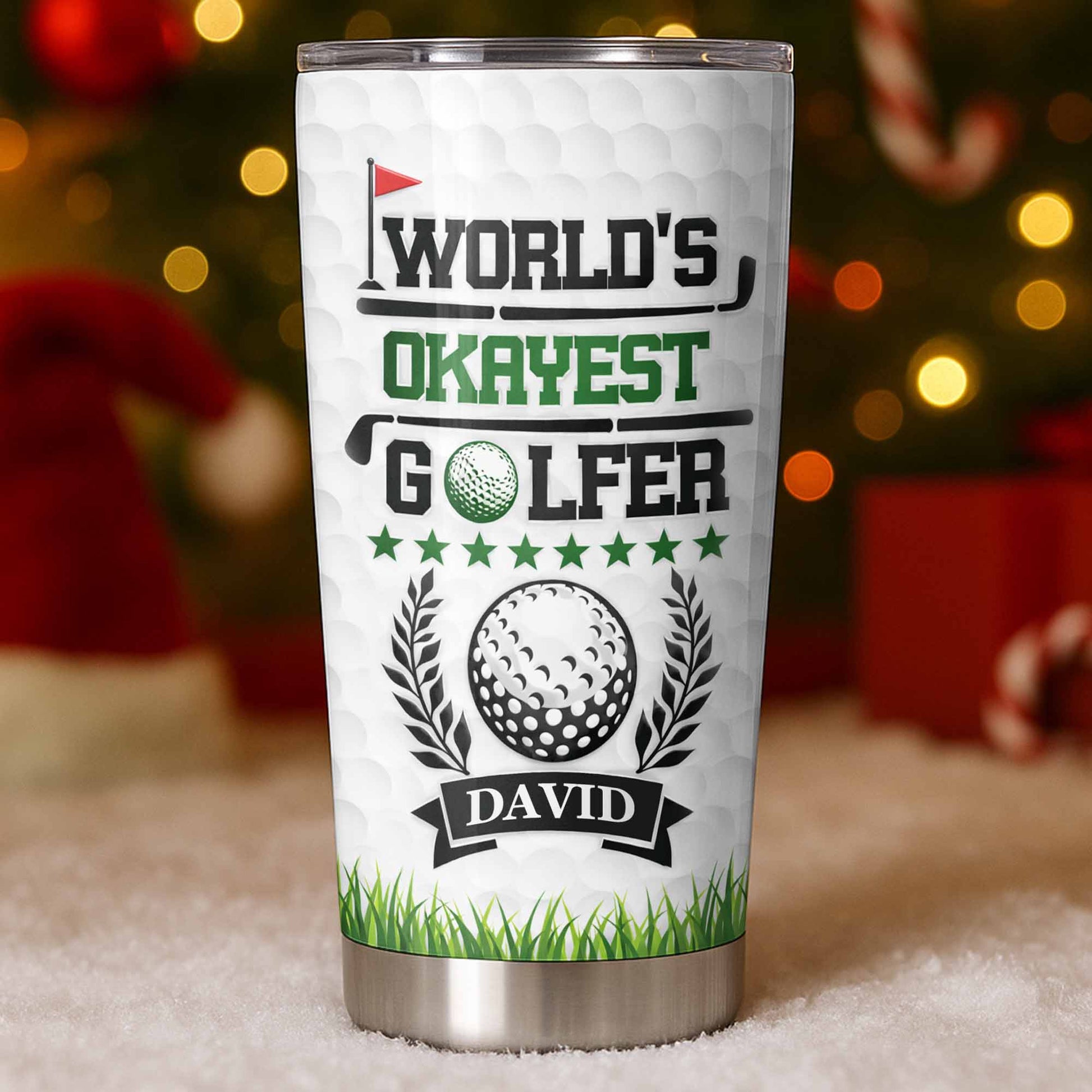 World's Okayest Golfer Best Dad By Par With Golf Ball And Clubs - Personalized Custom Stainless Steel Tumbler 20oz 30oz - DAD301_TB