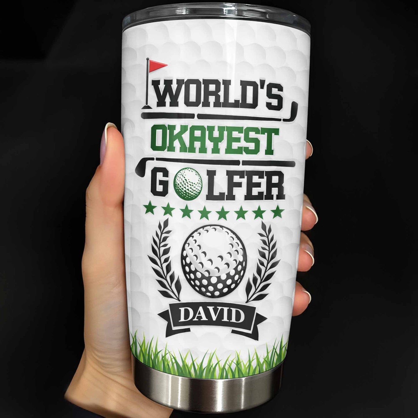 World's Okayest Golfer Best Dad By Par With Golf Ball And Clubs - Personalized Custom Stainless Steel Tumbler 20oz 30oz - DAD301_TB