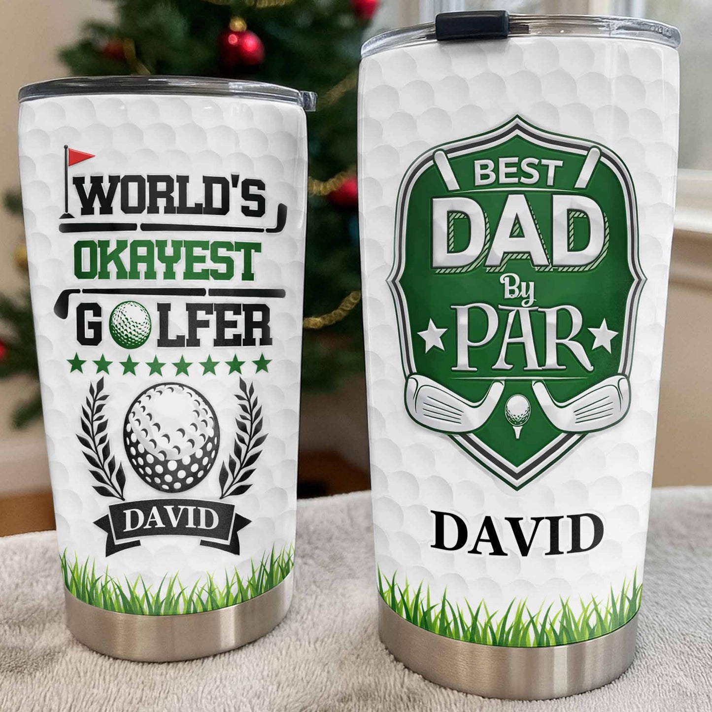 World's Okayest Golfer Best Dad By Par With Golf Ball And Clubs - Personalized Custom Stainless Steel Tumbler 20oz 30oz - DAD301_TB