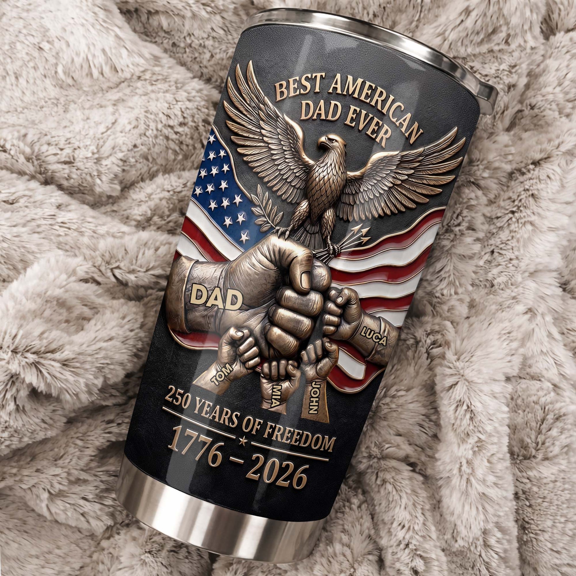 Best American Dad Ever Years Of Freedom Eagle And Fist Bump - Personalized Custom Stainless Steel Tumbler 20oz 30oz - DAD402_TB