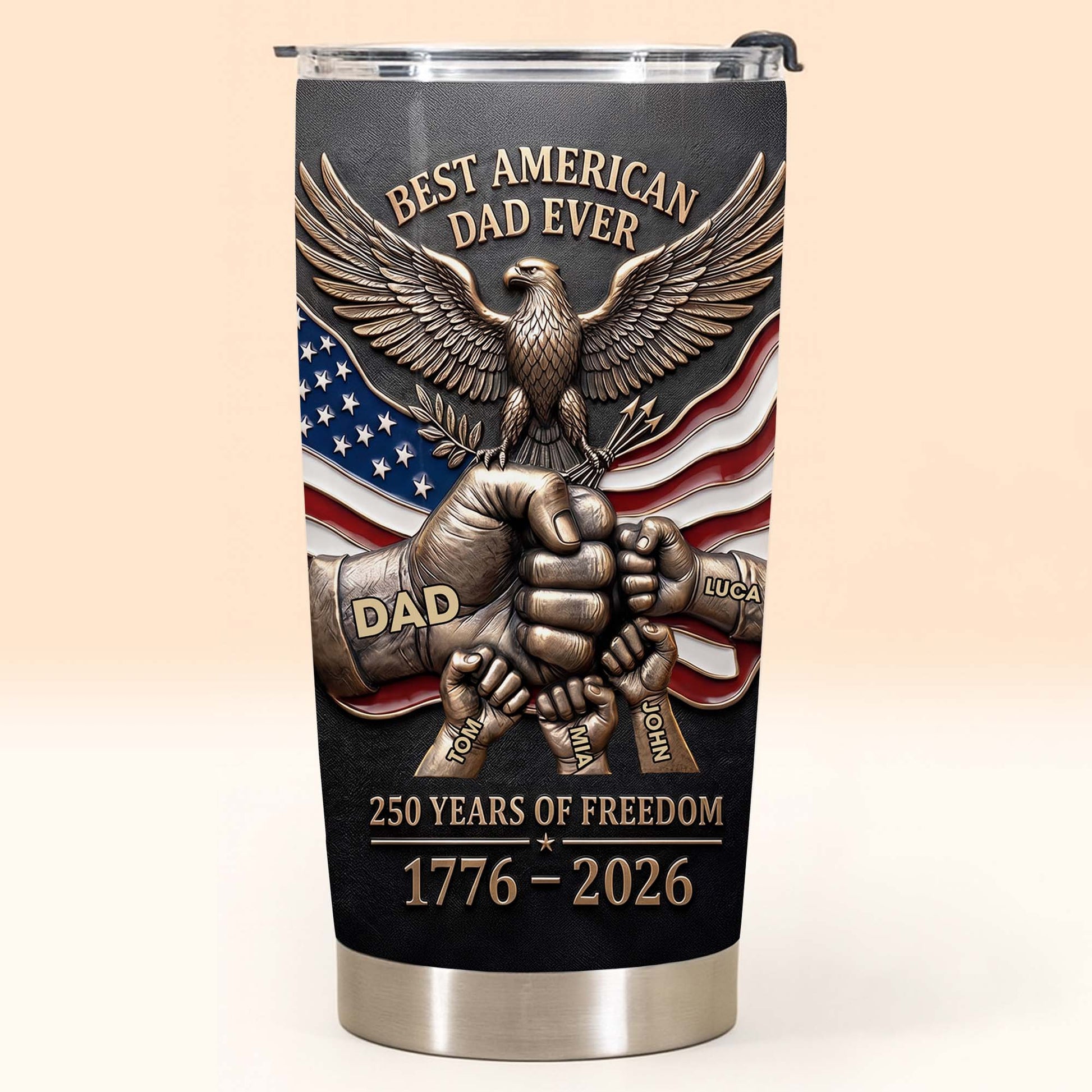Best American Dad Ever Years Of Freedom Eagle And Fist Bump - Personalized Custom Stainless Steel Tumbler 20oz 30oz - DAD402_TB