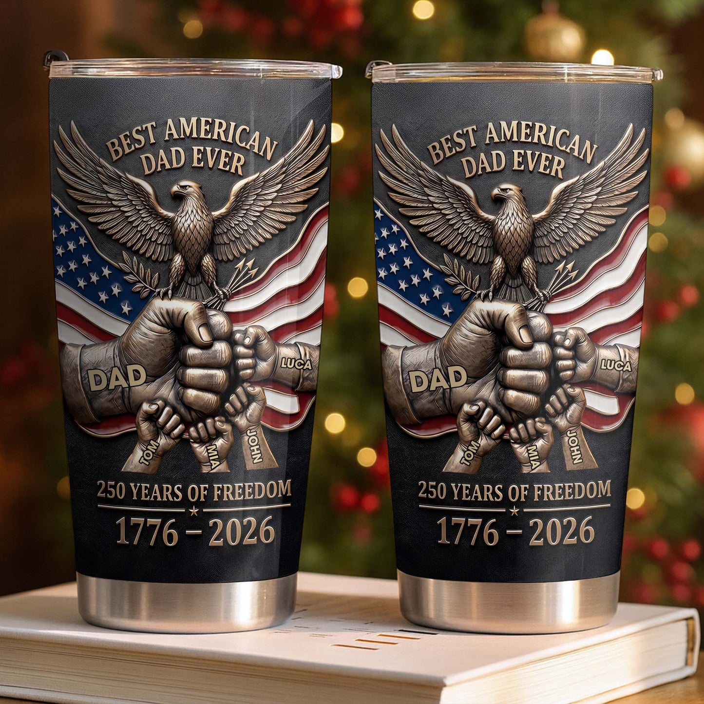 Best American Dad Ever Years Of Freedom Eagle And Fist Bump - Personalized Custom Stainless Steel Tumbler 20oz 30oz - DAD402_TB
