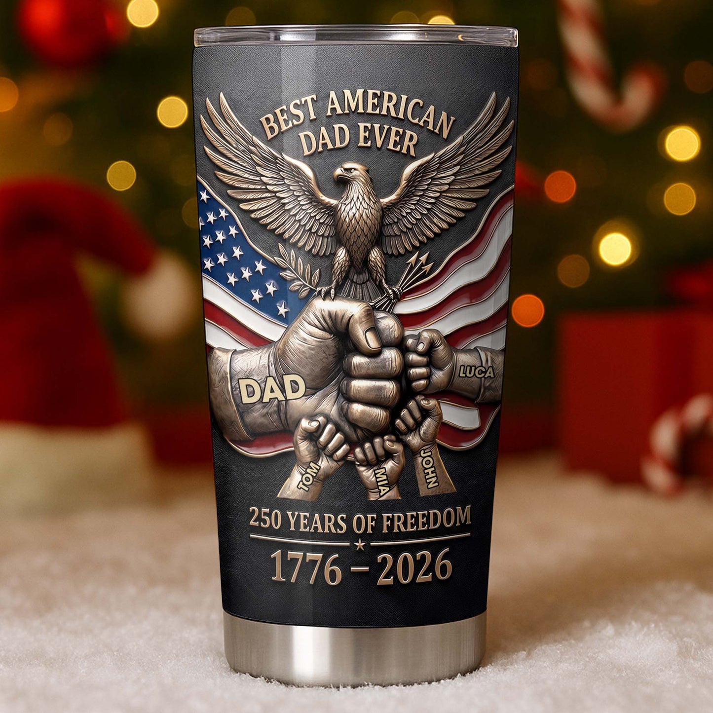 Best American Dad Ever Years Of Freedom Eagle And Fist Bump - Personalized Custom Stainless Steel Tumbler 20oz 30oz - DAD402_TB