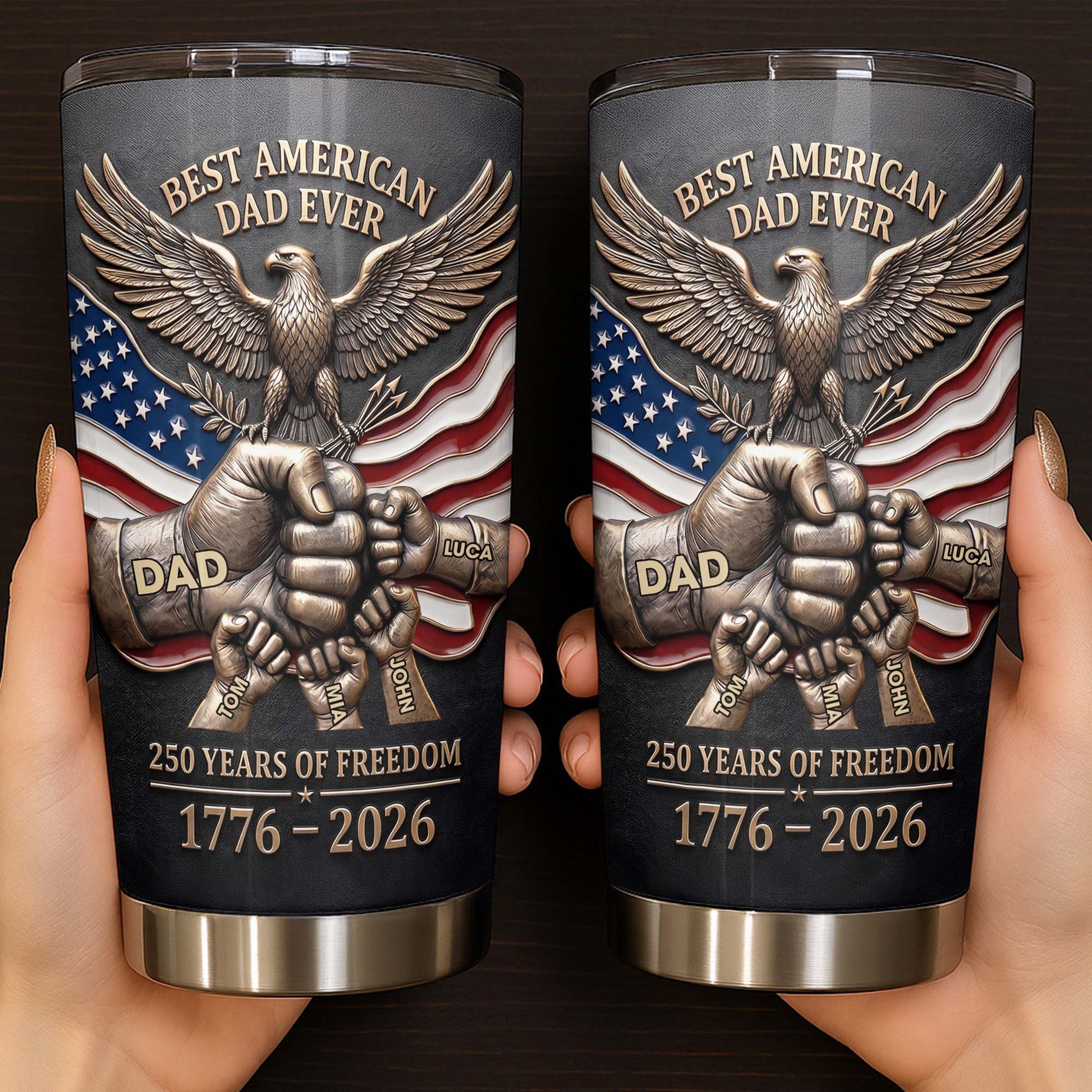 Best American Dad Ever Years Of Freedom Eagle And Fist Bump - Personalized Custom Stainless Steel Tumbler 20oz 30oz - DAD402_TB