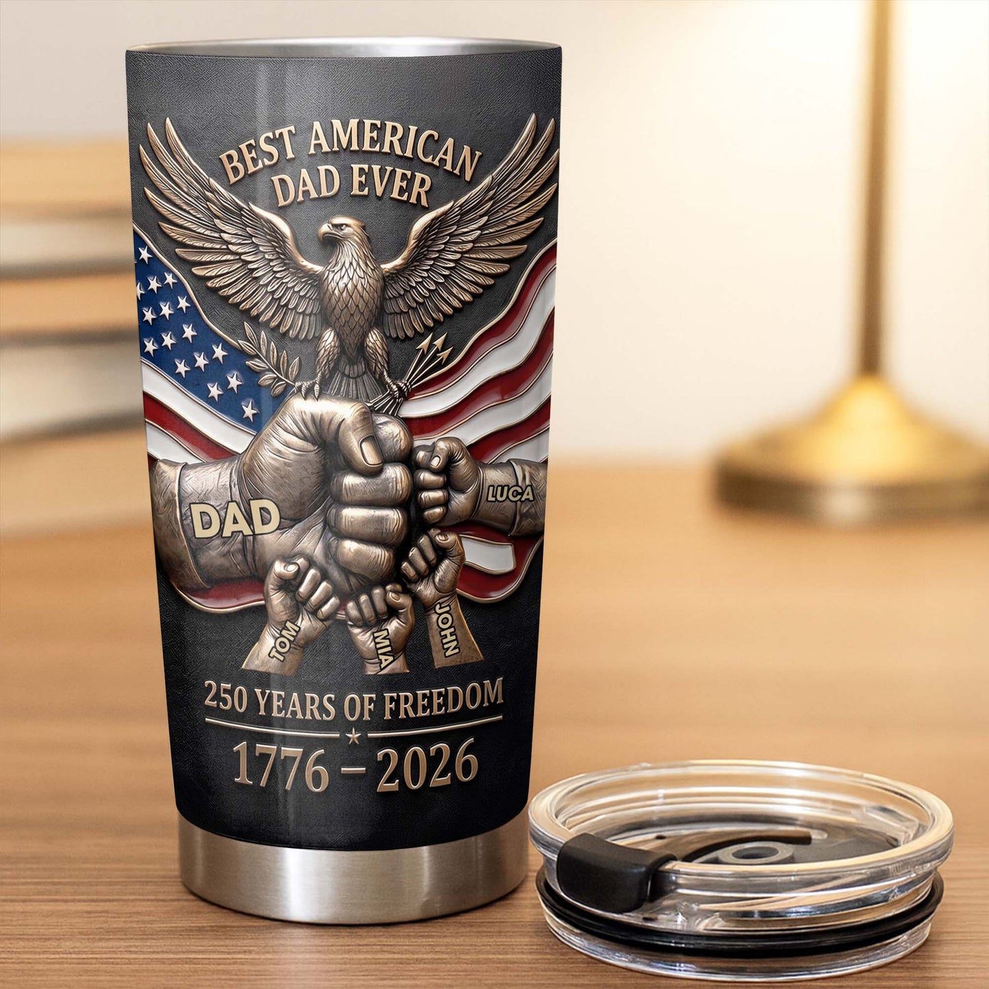 Best American Dad Ever Years Of Freedom Eagle And Fist Bump - Personalized Custom Stainless Steel Tumbler 20oz 30oz - DAD402_TB