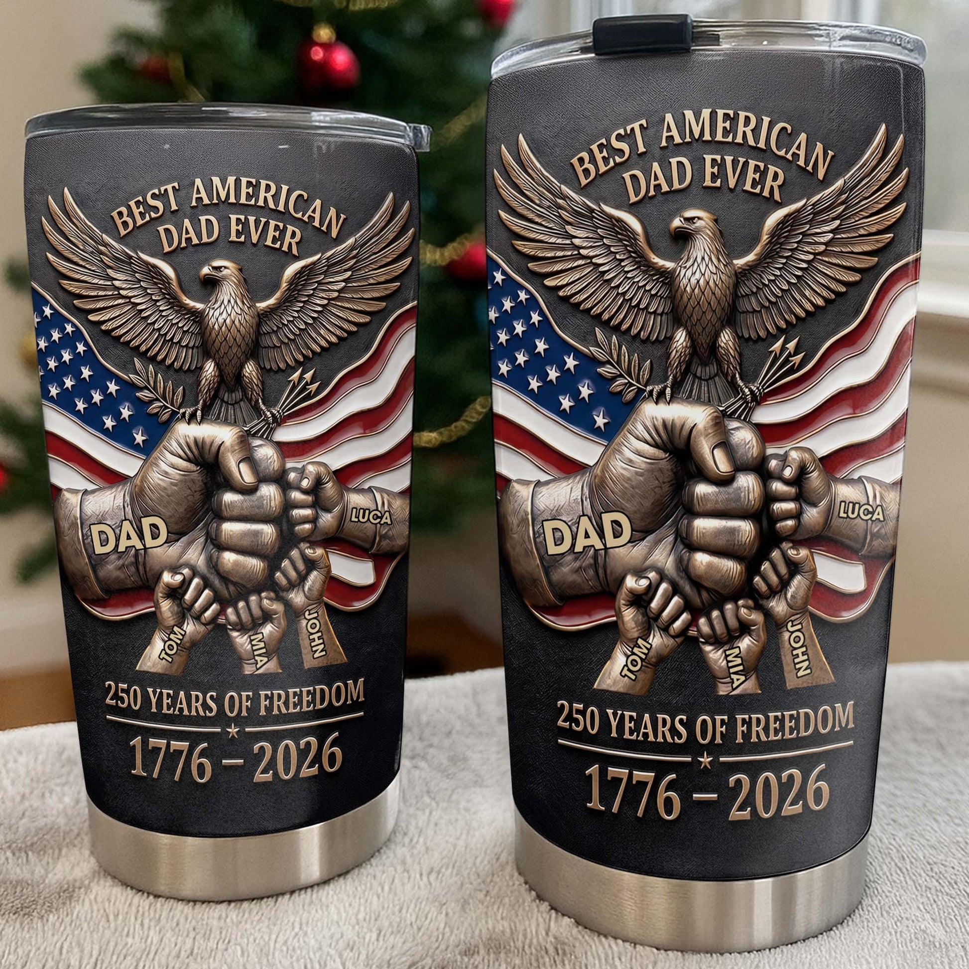 Best American Dad Ever Years Of Freedom Eagle And Fist Bump - Personalized Custom Stainless Steel Tumbler 20oz 30oz - DAD402_TB