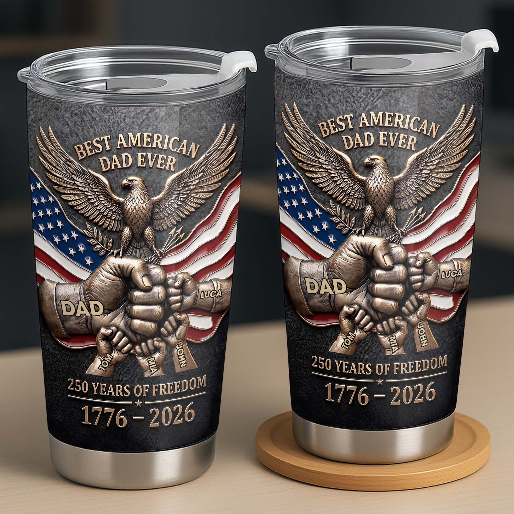 Best American Dad Ever Years Of Freedom Eagle And Fist Bump - Personalized Custom Stainless Steel Tumbler 20oz 30oz - DAD402_TB