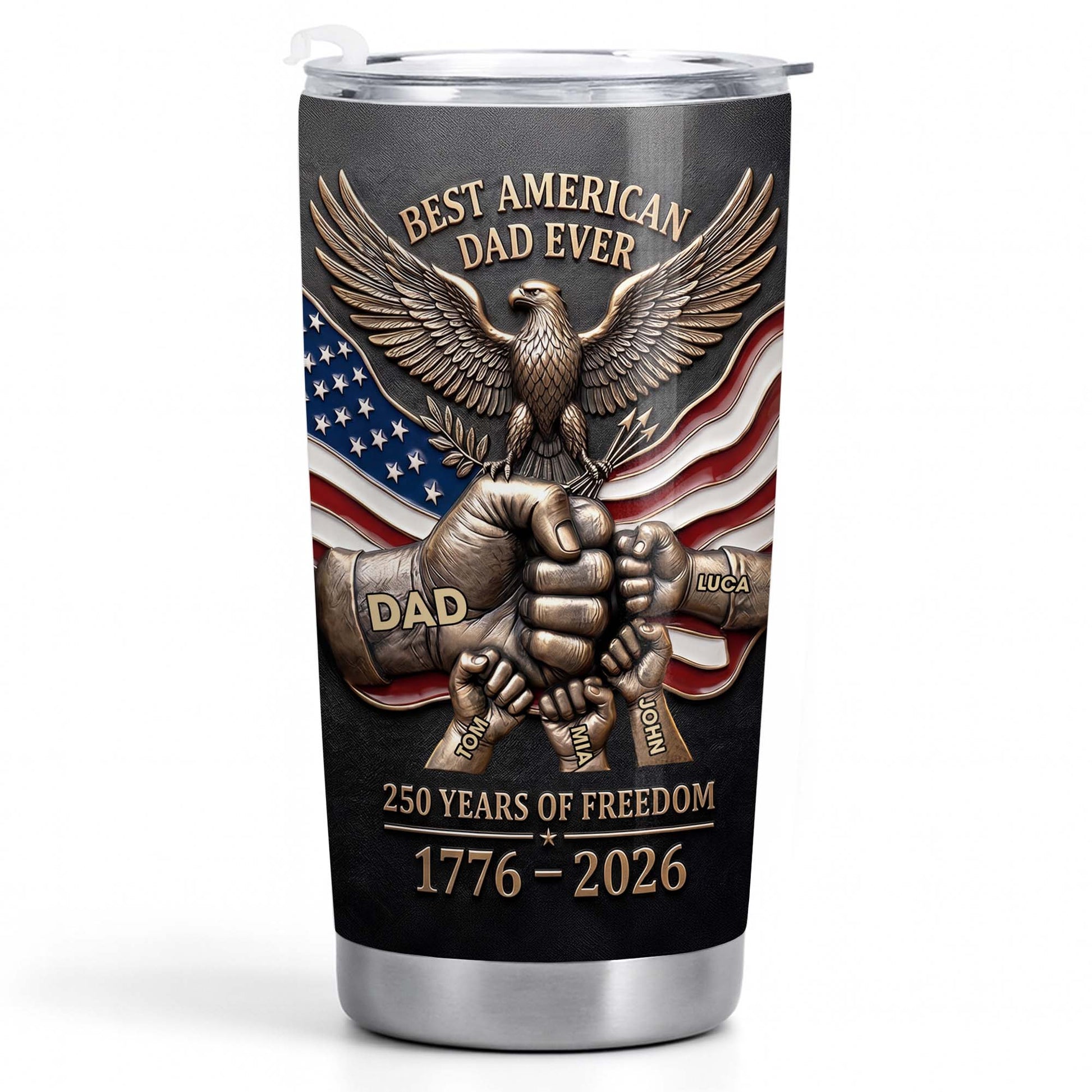 Best American Dad Ever Years Of Freedom Eagle And Fist Bump - Personalized Custom Stainless Steel Tumbler 20oz 30oz - DAD402_TB
