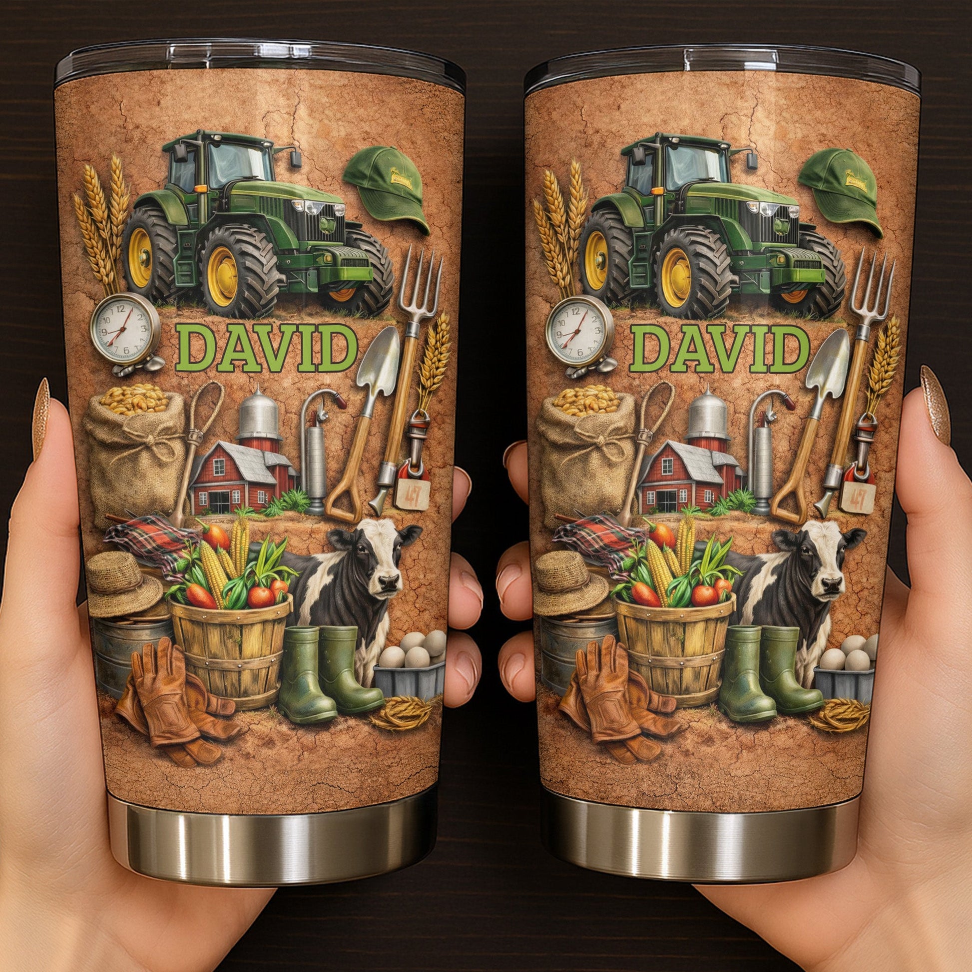 Love For The Outdoors Tractor And Farm Design - Personalized Custom Stainless Steel Tumbler 20oz 30oz - FARM022_TB
