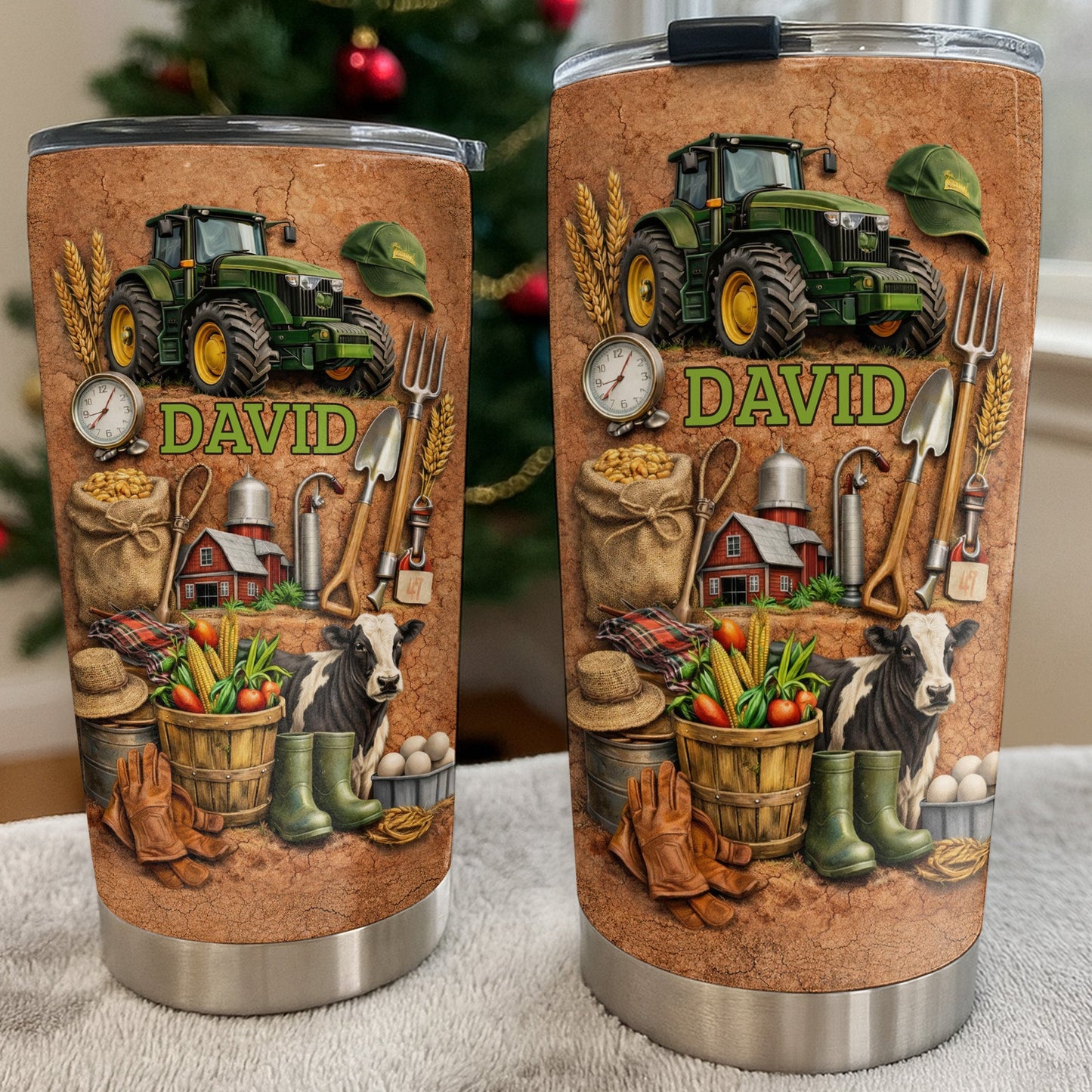 Love For The Outdoors Tractor And Farm Design - Personalized Custom Stainless Steel Tumbler 20oz 30oz - FARM022_TB