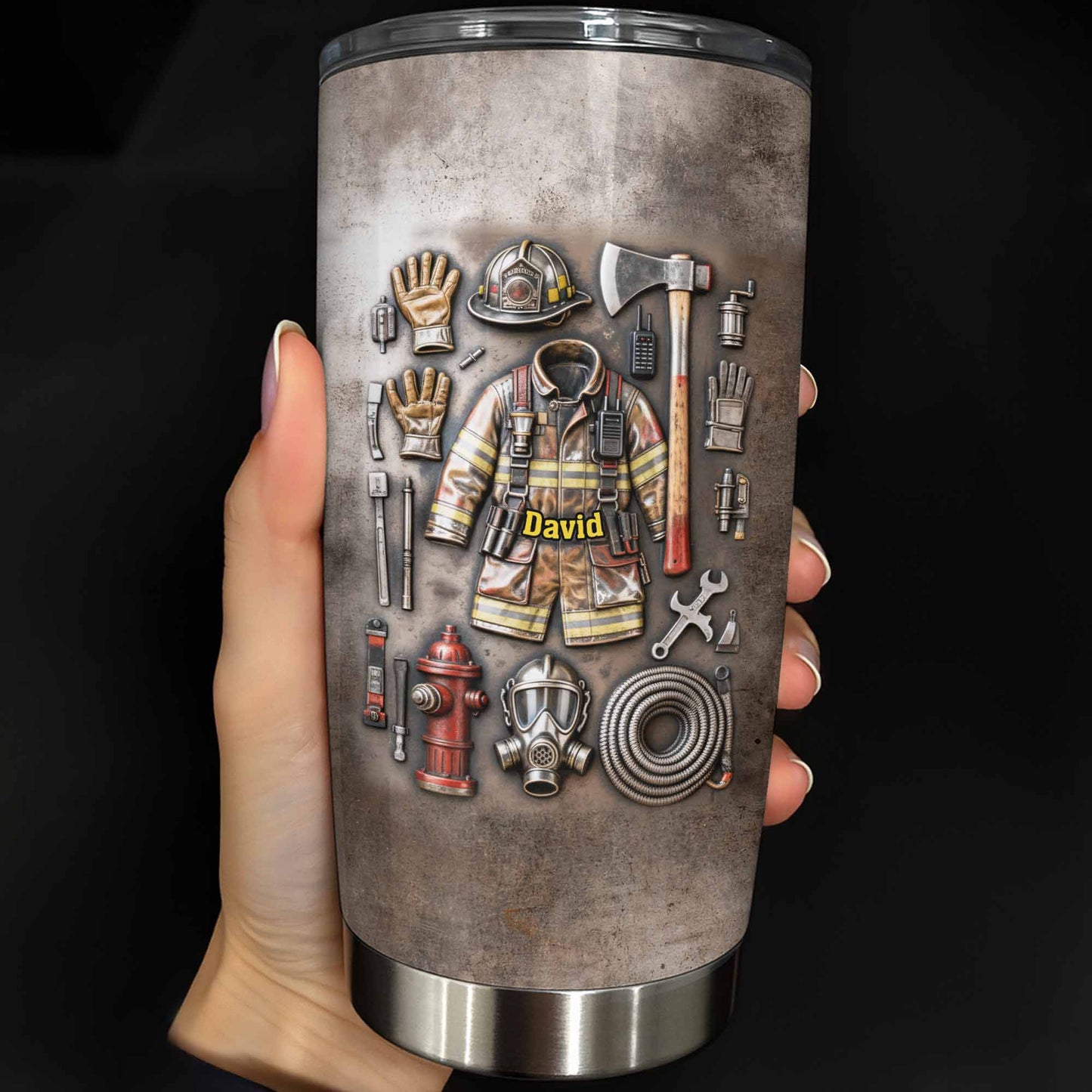 To My Hero, Thank You, Firefighter Gear Design - Personalized Custom Stainless Steel Tumbler 20oz 30oz - FIF047_TB