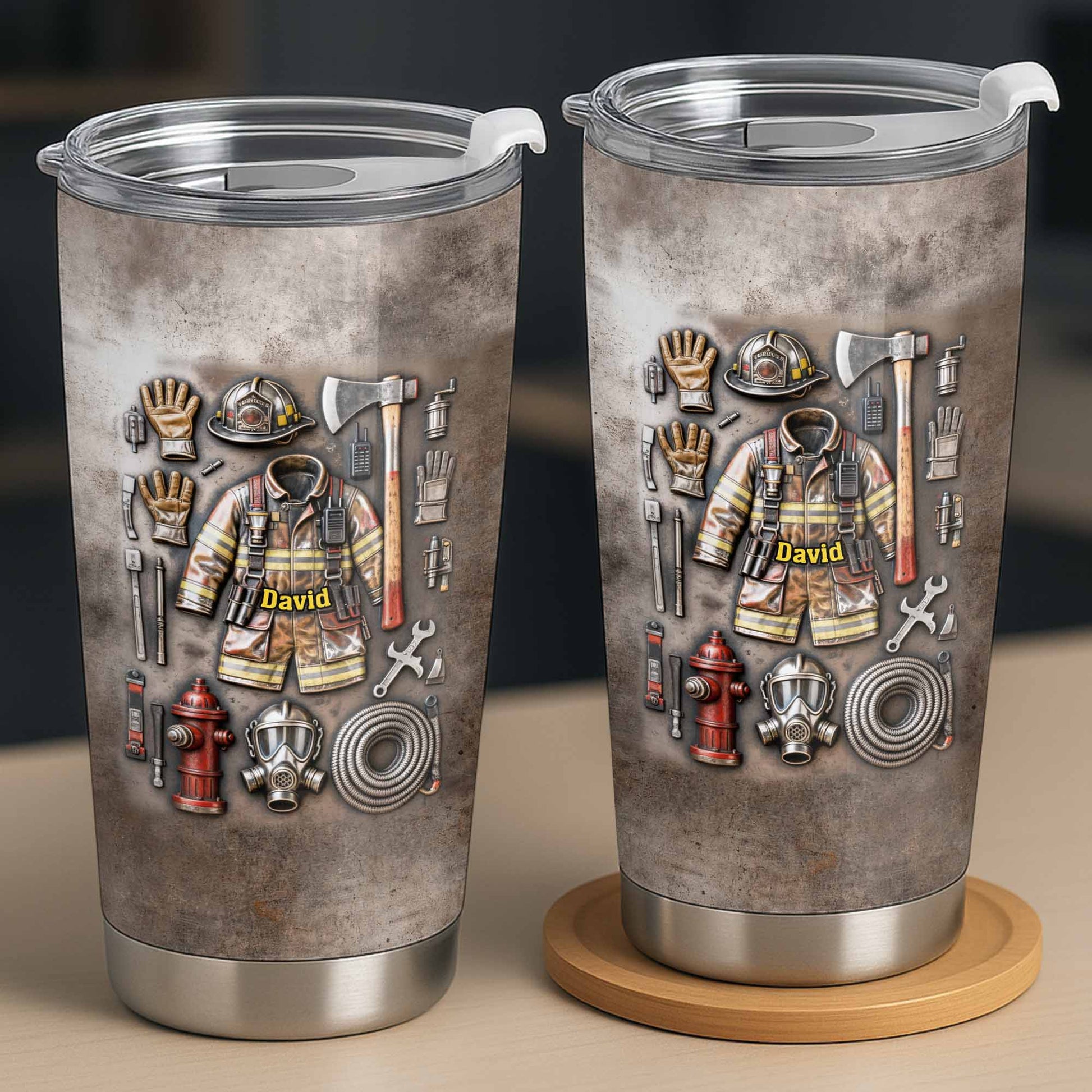 To My Hero, Thank You, Firefighter Gear Design - Personalized Custom Stainless Steel Tumbler 20oz 30oz - FIF047_TB
