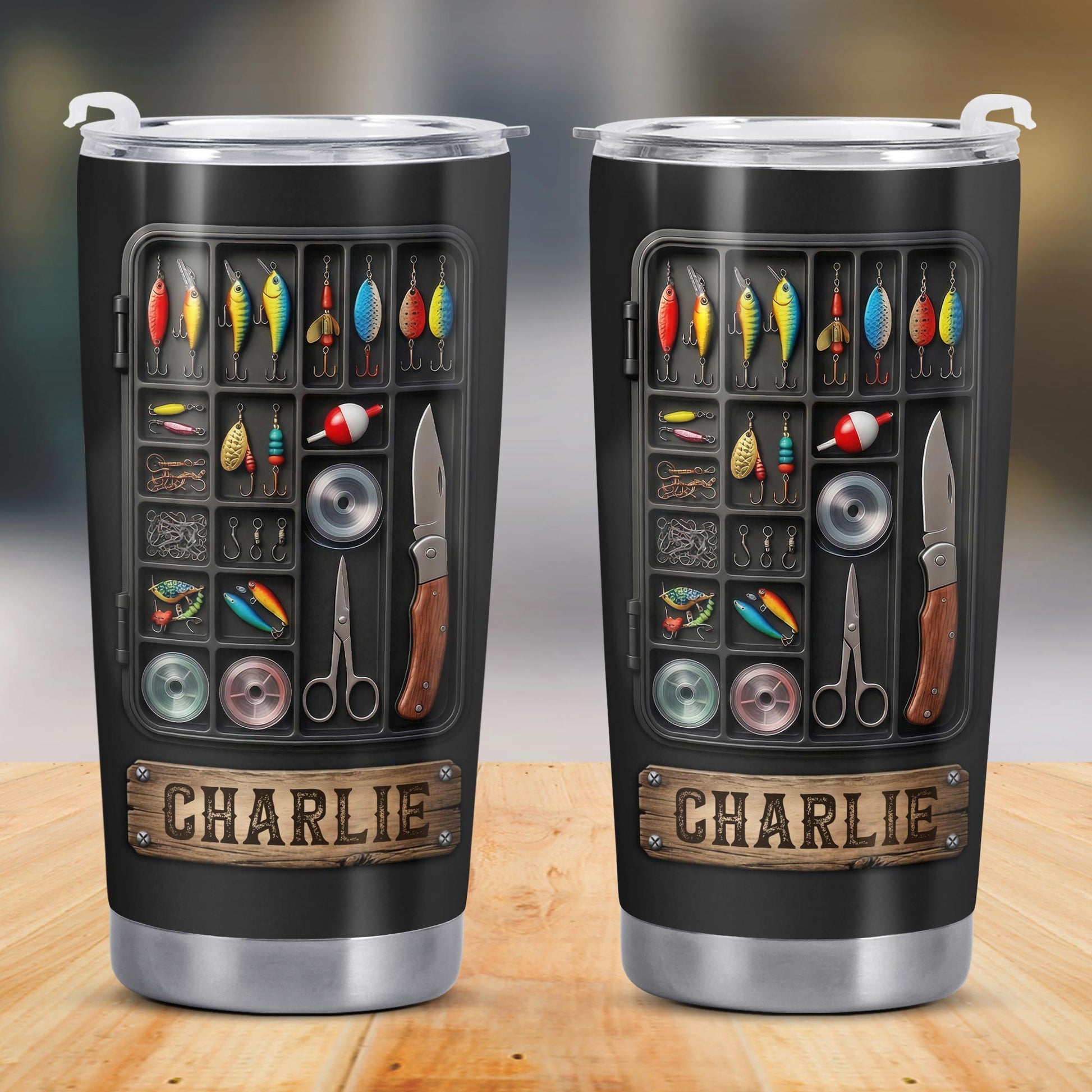 Hooked On Fishing Adventure With 3D Tackle Box And Lures - Personalized Custom Stainless Steel Tumbler 20oz 30oz - FISH039_TB