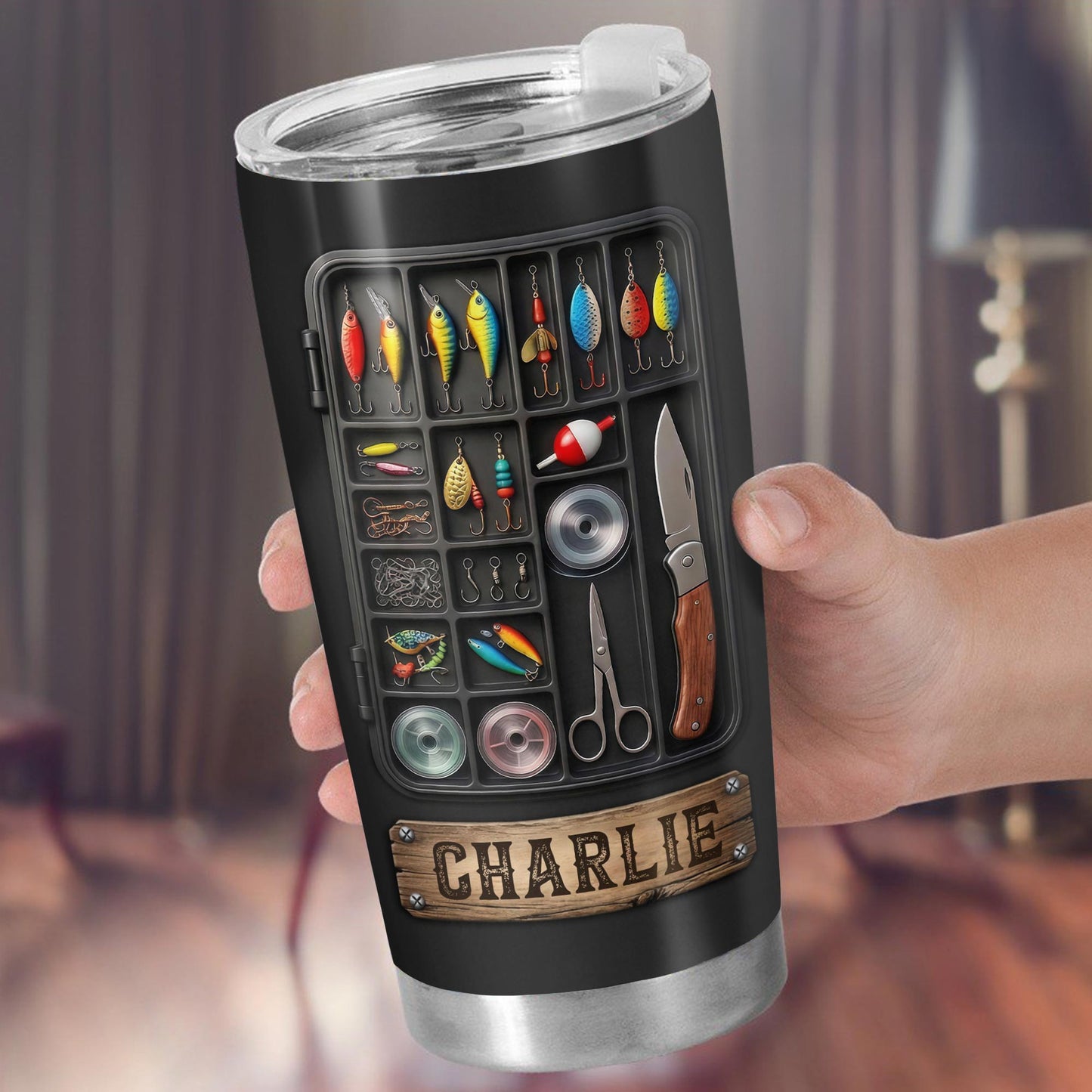 Hooked On Fishing Adventure With 3D Tackle Box And Lures - Personalized Custom Stainless Steel Tumbler 20oz 30oz - FISH039_TB