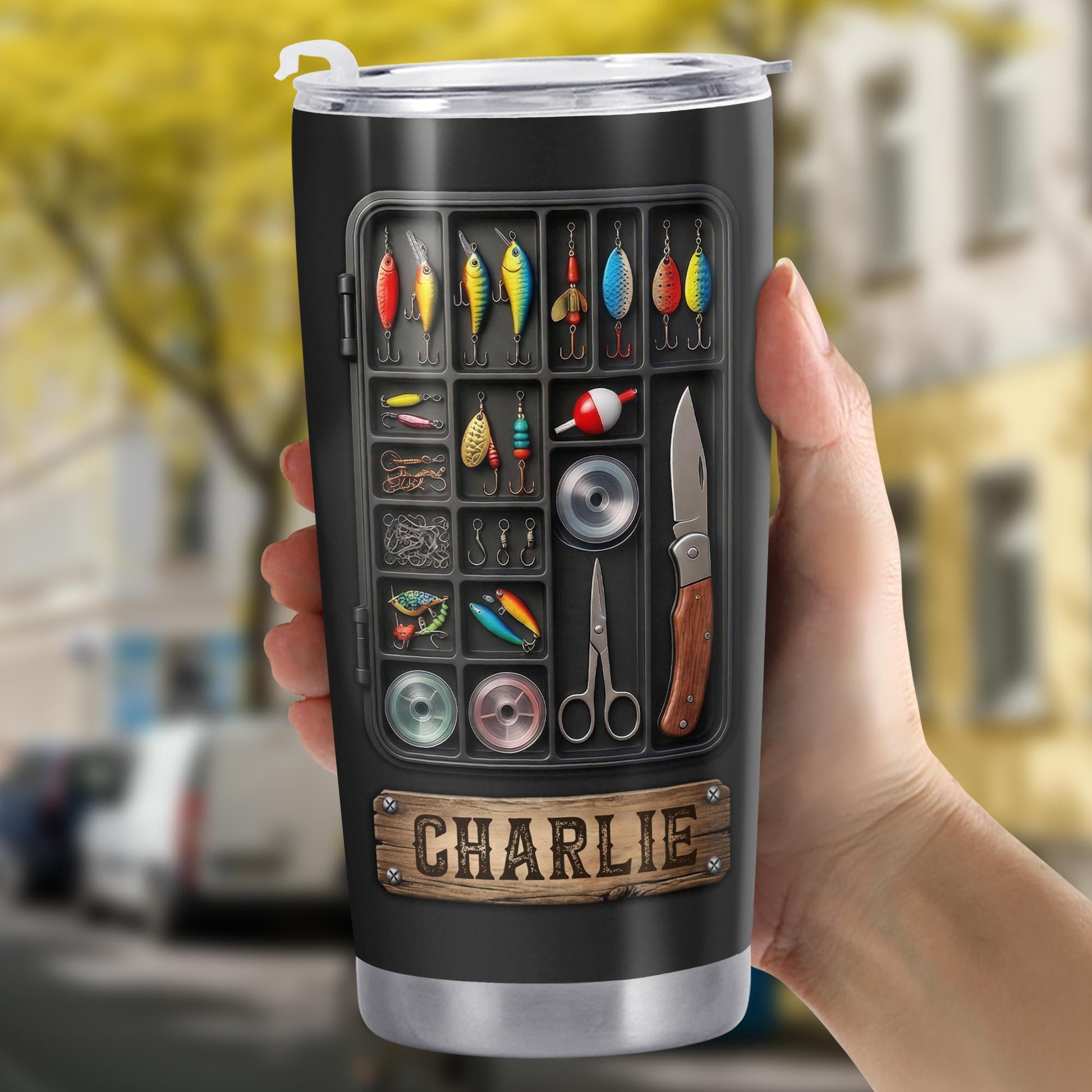 Hooked On Fishing Adventure With 3D Tackle Box And Lures - Personalized Custom Stainless Steel Tumbler 20oz 30oz - FISH039_TB