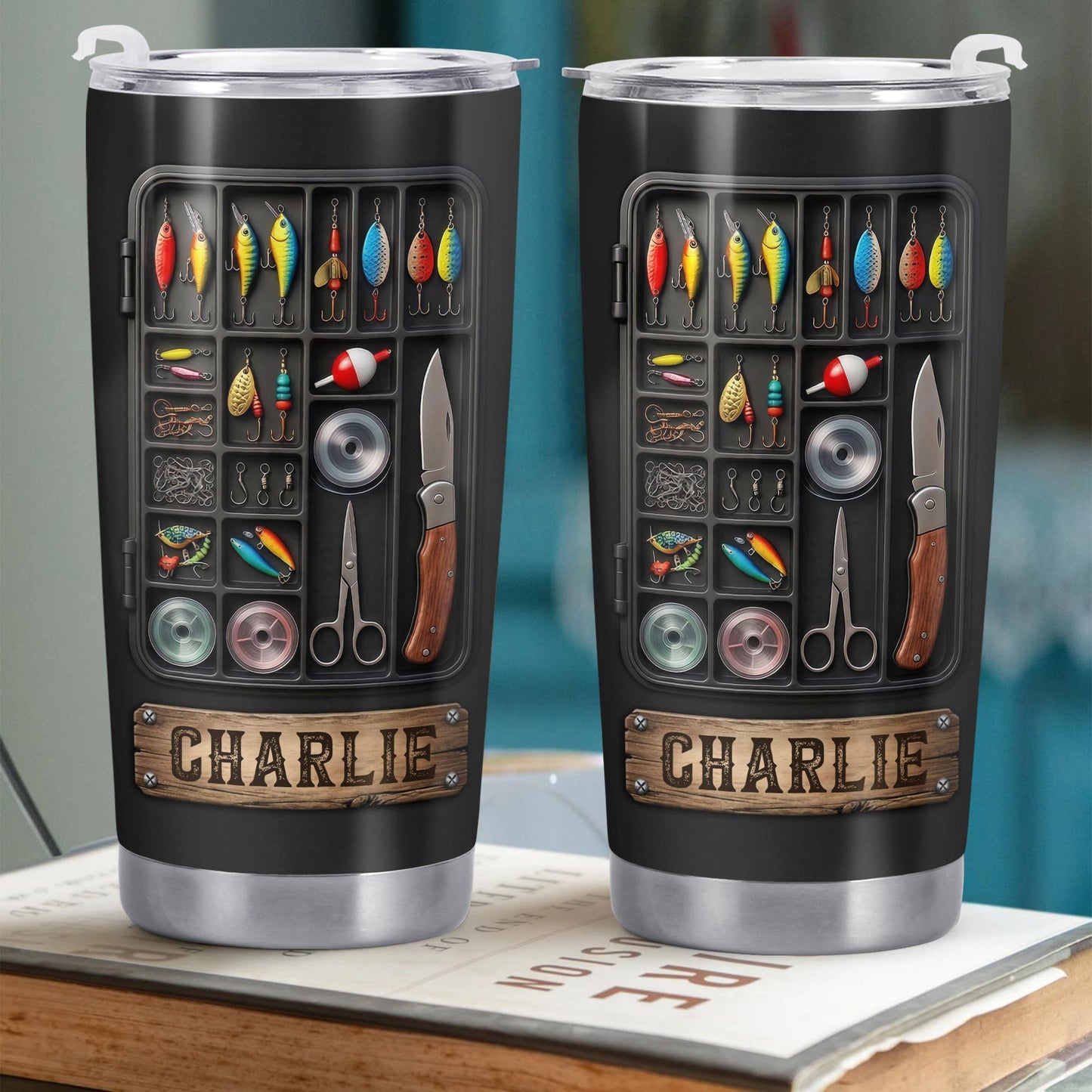 Hooked On Fishing Adventure With 3D Tackle Box And Lures - Personalized Custom Stainless Steel Tumbler 20oz 30oz - FISH039_TB