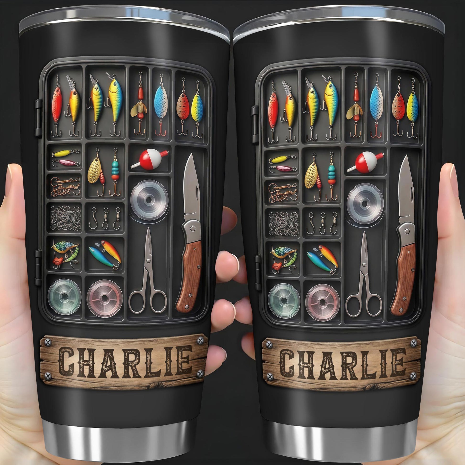 Hooked On Fishing Adventure With 3D Tackle Box And Lures - Personalized Custom Stainless Steel Tumbler 20oz 30oz - FISH039_TB