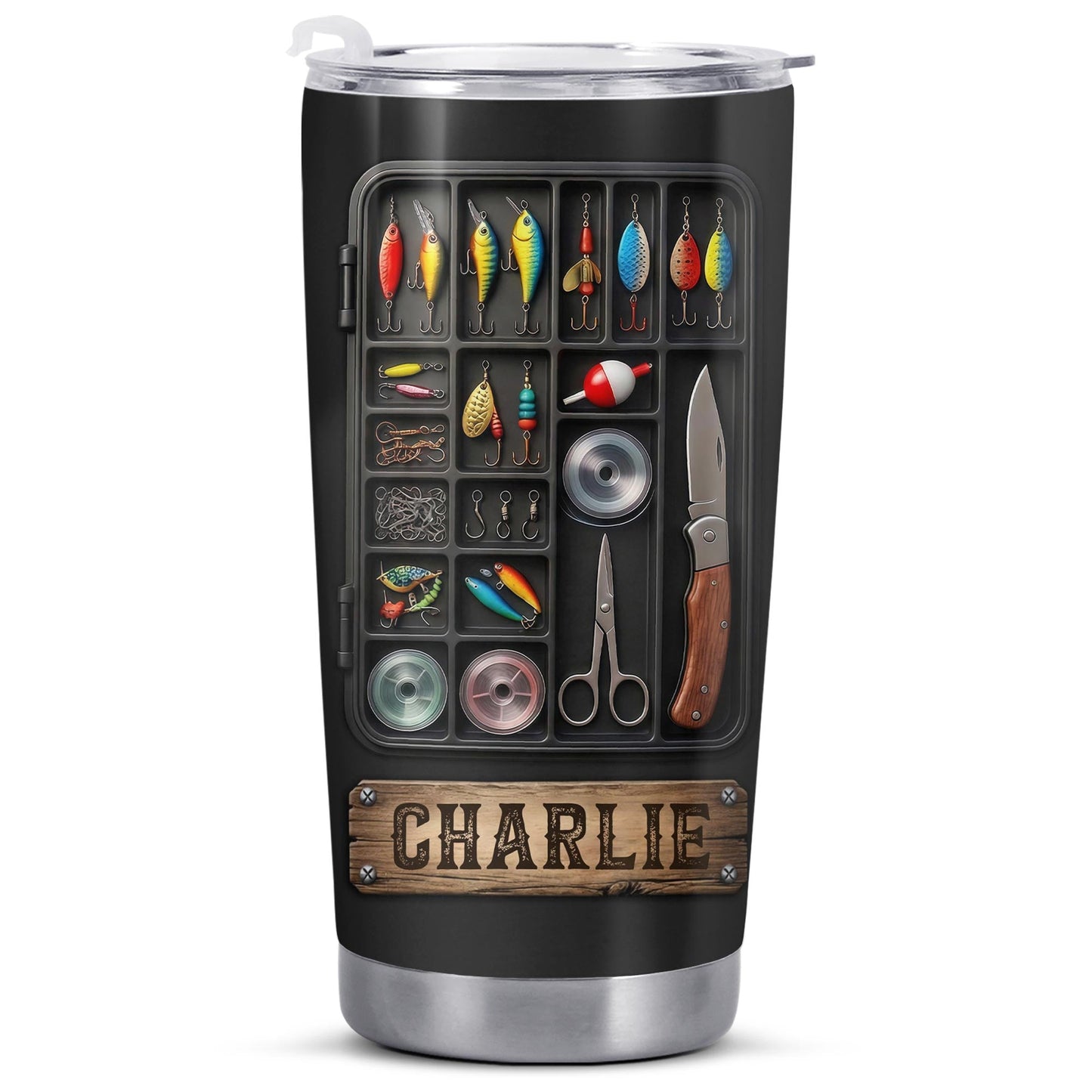 Hooked On Fishing Adventure With 3D Tackle Box And Lures - Personalized Custom Stainless Steel Tumbler 20oz 30oz - FISH039_TB