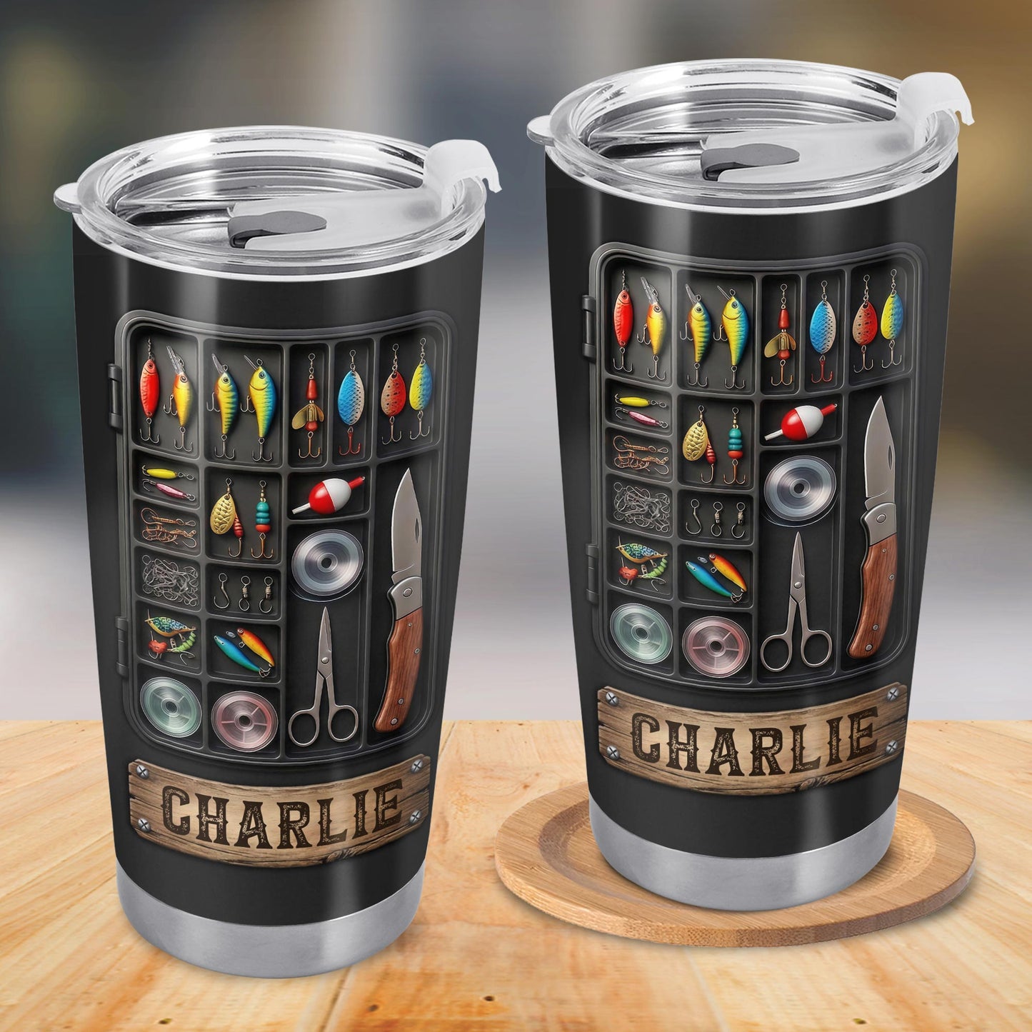 Hooked On Fishing Adventure With 3D Tackle Box And Lures - Personalized Custom Stainless Steel Tumbler 20oz 30oz - FISH039_TB