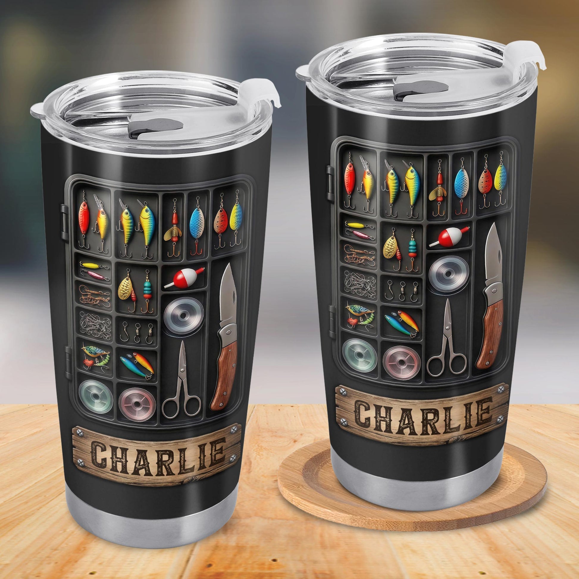 Hooked On Fishing Adventure With 3D Tackle Box And Lures - Personalized Custom Stainless Steel Tumbler 20oz 30oz - FISH039_TB