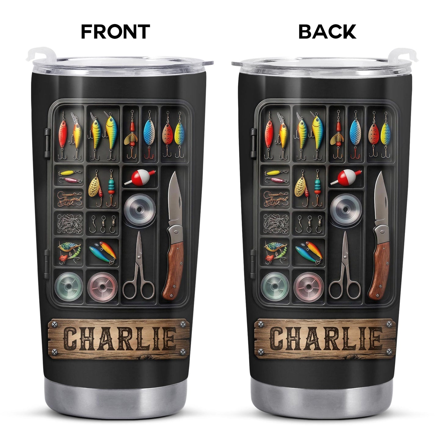 Hooked On Fishing Adventure With 3D Tackle Box And Lures - Personalized Custom Stainless Steel Tumbler 20oz 30oz - FISH039_TB