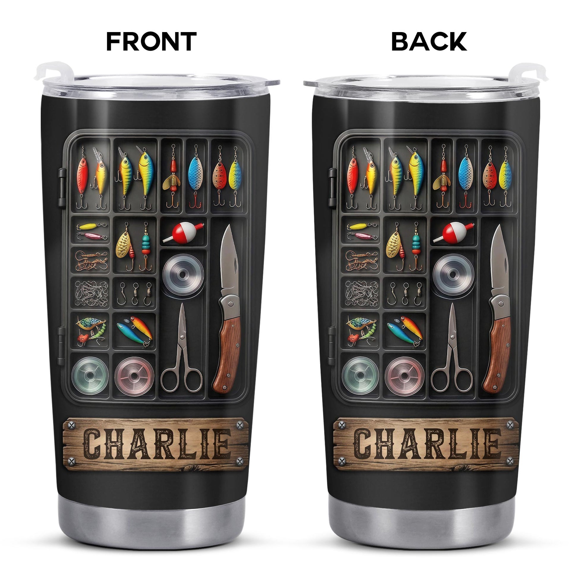 Hooked On Fishing Adventure With 3D Tackle Box And Lures - Personalized Custom Stainless Steel Tumbler 20oz 30oz - FISH039_TB