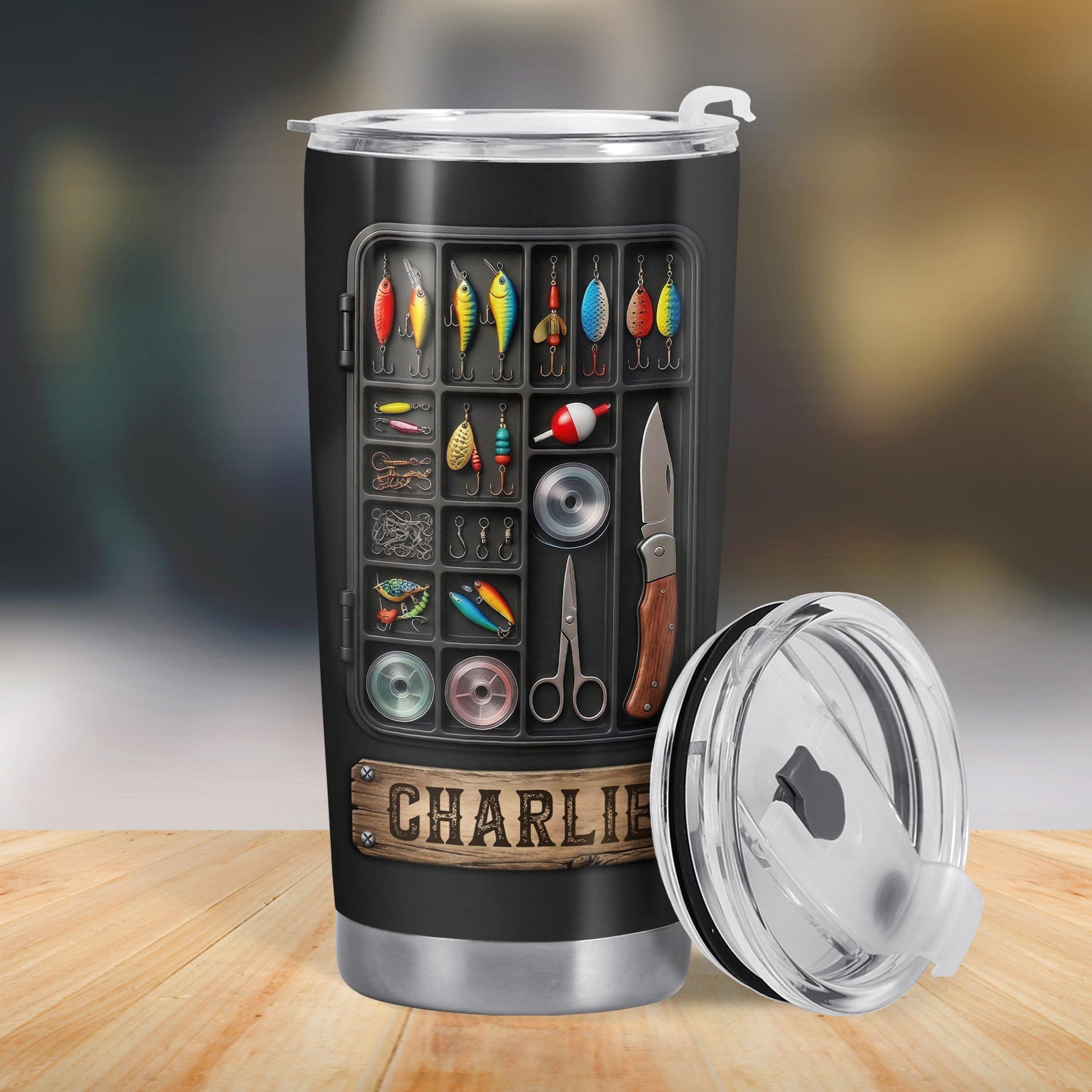 Hooked On Fishing Adventure With 3D Tackle Box And Lures - Personalized Custom Stainless Steel Tumbler 20oz 30oz - FISH039_TB