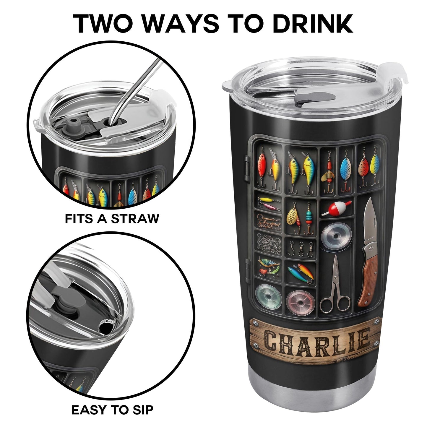 Hooked On Fishing Adventure With 3D Tackle Box And Lures - Personalized Custom Stainless Steel Tumbler 20oz 30oz - FISH039_TB