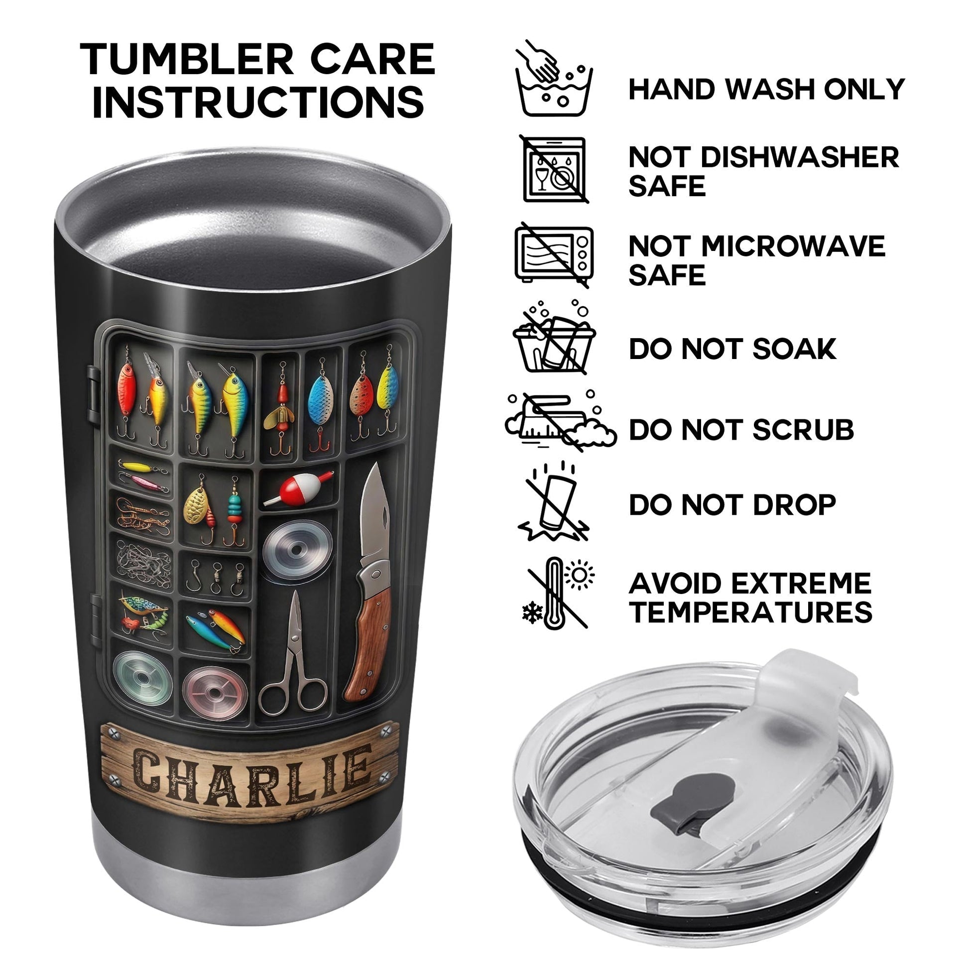 Hooked On Fishing Adventure With 3D Tackle Box And Lures - Personalized Custom Stainless Steel Tumbler 20oz 30oz - FISH039_TB