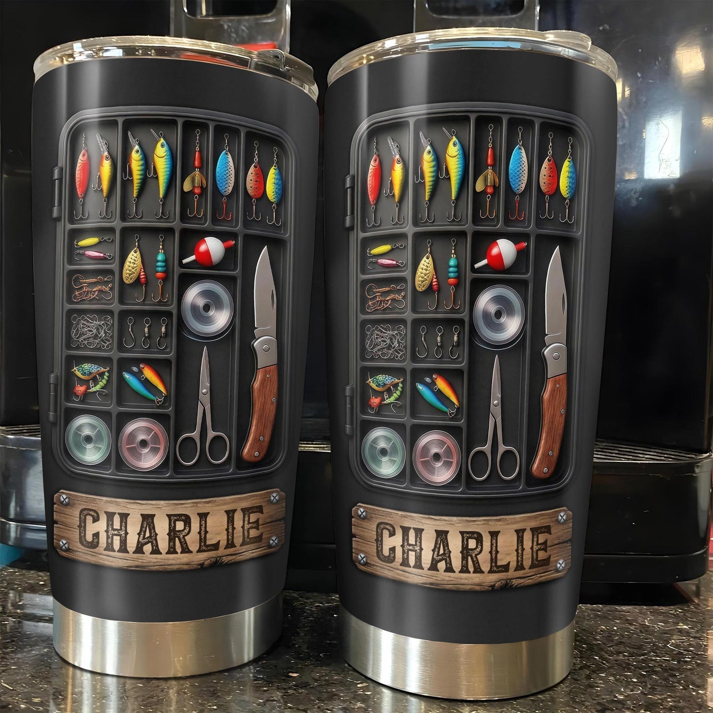 Hooked On Fishing Adventure With 3D Tackle Box And Lures - Personalized Custom Stainless Steel Tumbler 20oz 30oz - FISH039_TB