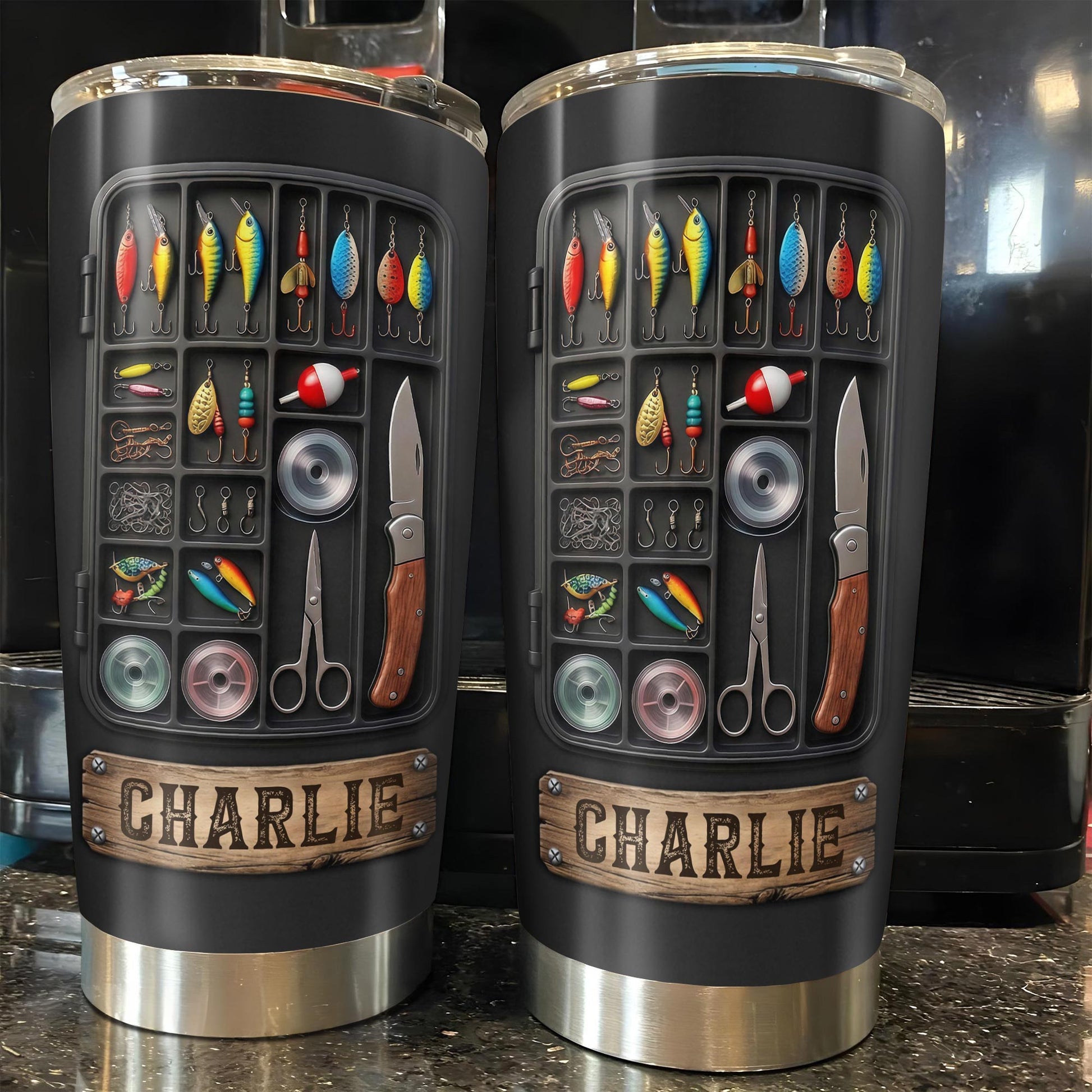 Hooked On Fishing Adventure With 3D Tackle Box And Lures - Personalized Custom Stainless Steel Tumbler 20oz 30oz - FISH039_TB