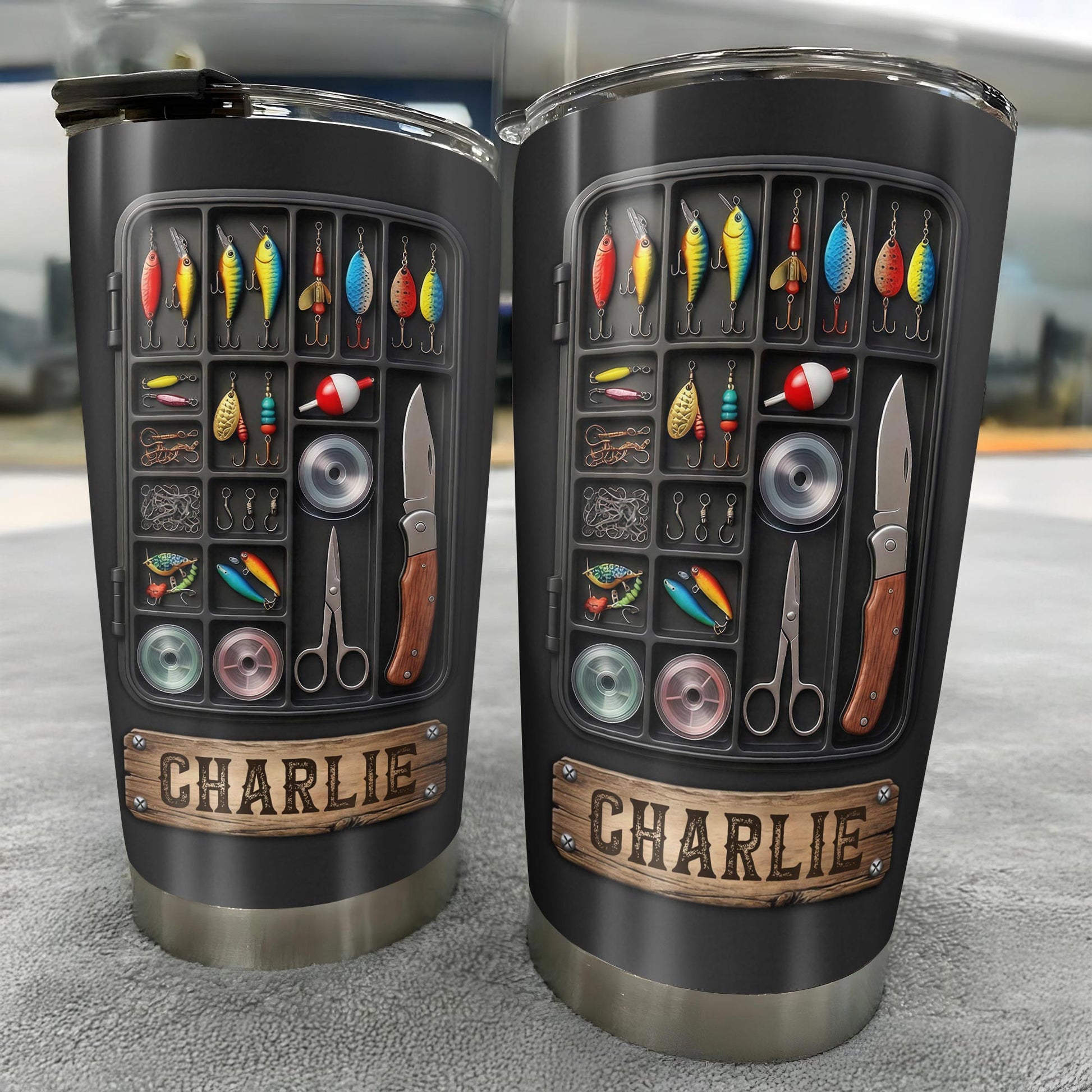 Hooked On Fishing Adventure With 3D Tackle Box And Lures - Personalized Custom Stainless Steel Tumbler 20oz 30oz - FISH039_TB