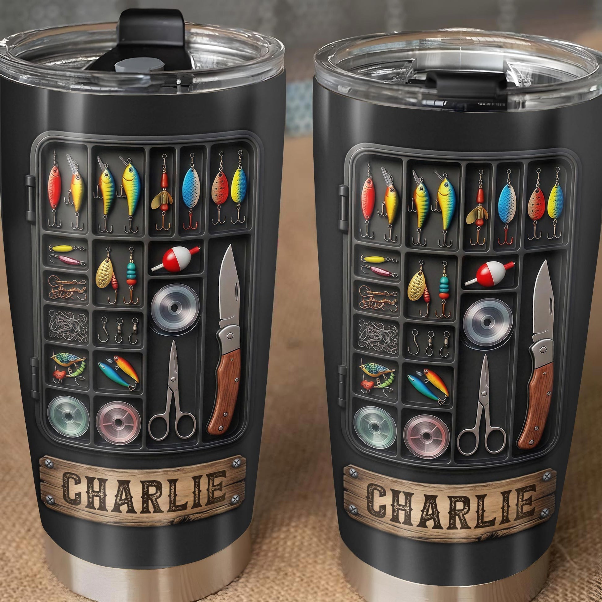 Hooked On Fishing Adventure With 3D Tackle Box And Lures - Personalized Custom Stainless Steel Tumbler 20oz 30oz - FISH039_TB