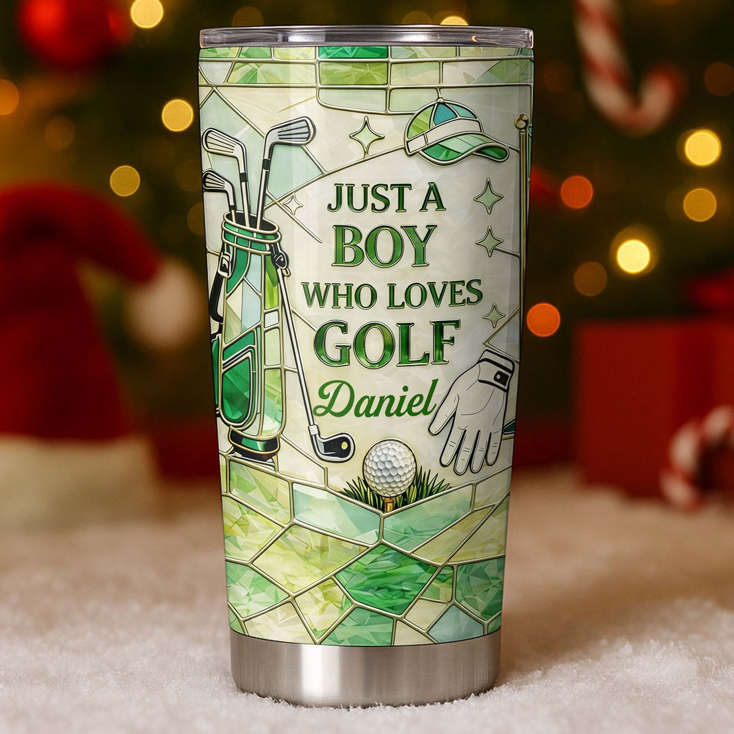 Just A Girl Who Loves Golf With Pink Stained Glass Art - Personalized Custom Stainless Steel Tumbler 20oz 30oz - GOLF020_TB