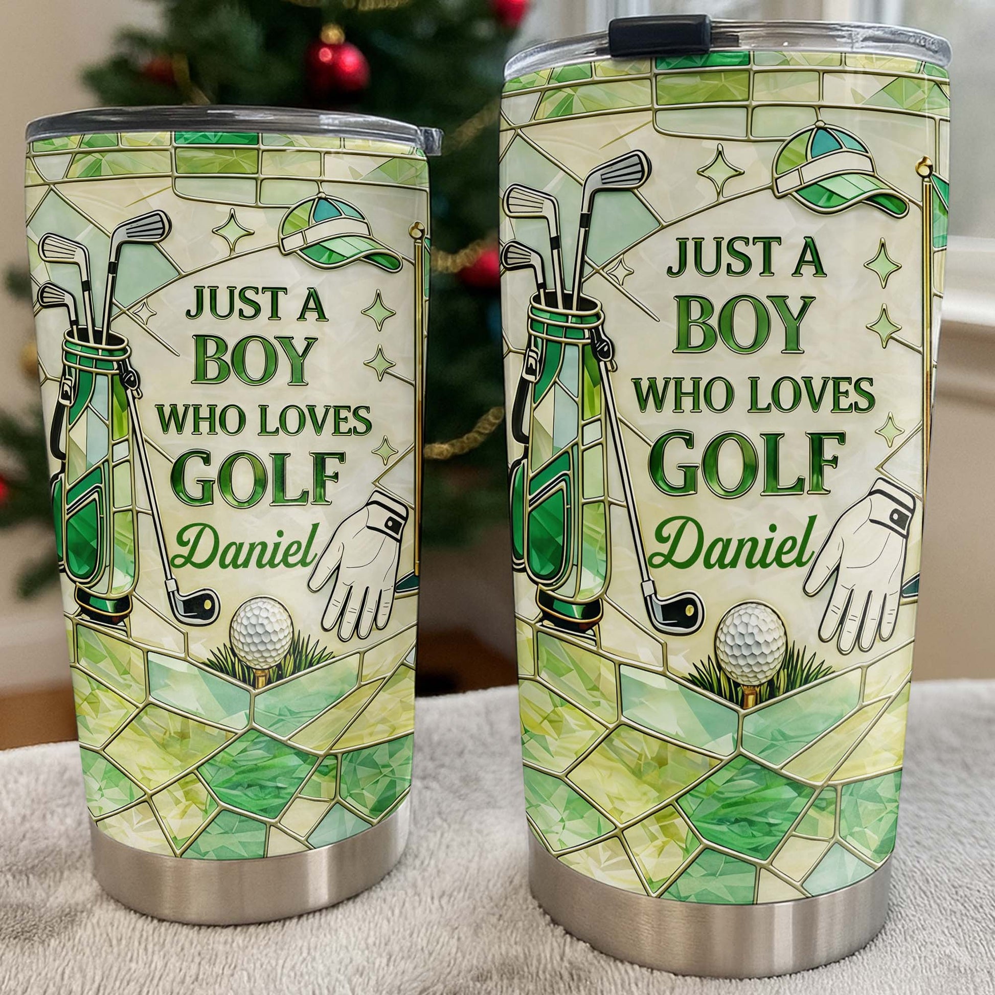 Just A Girl Who Loves Golf With Pink Stained Glass Art - Personalized Custom Stainless Steel Tumbler 20oz 30oz - GOLF020_TB