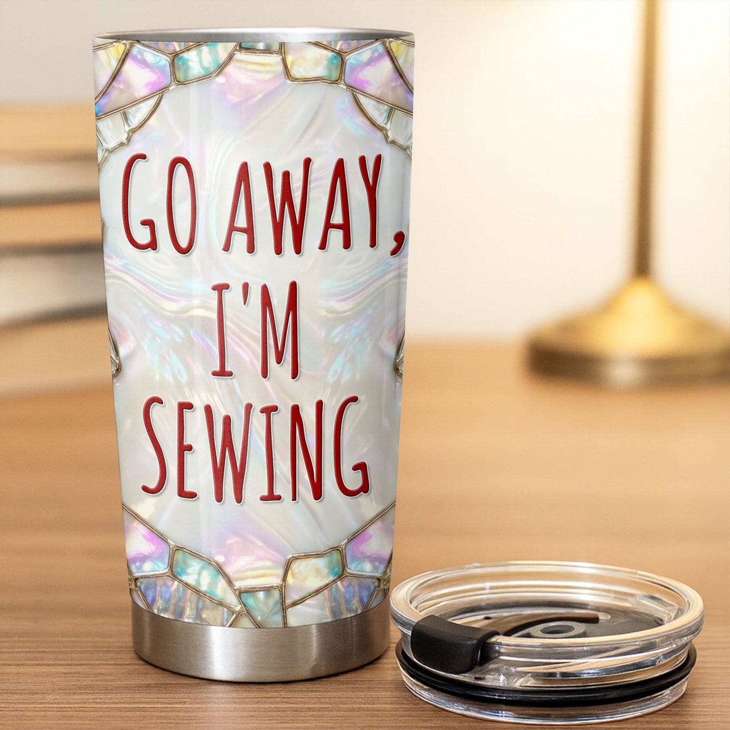 Go Away I'm Sewing With Sewing Machine And Crafts - Personalized Custom Stainless Steel Tumbler 20oz 30oz - HAND012_TB