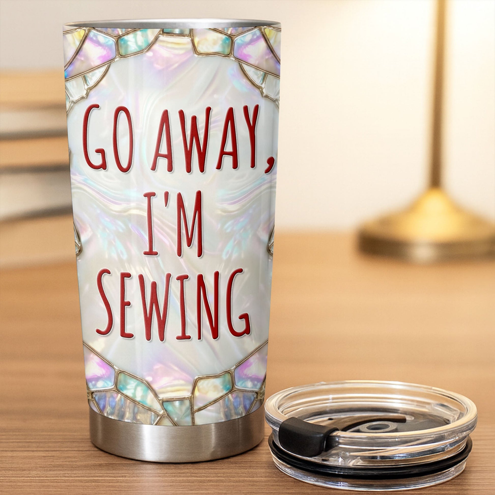 Go Away I'm Sewing With Sewing Machine And Crafts - Personalized Custom Stainless Steel Tumbler 20oz 30oz - HAND012_TB