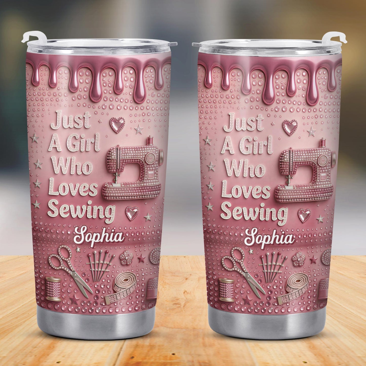 Just A Girl Who Loves Sewing Machine And Tailor Tools - Personalized Custom Stainless Steel Tumbler 20oz 30oz - HAND083_TB