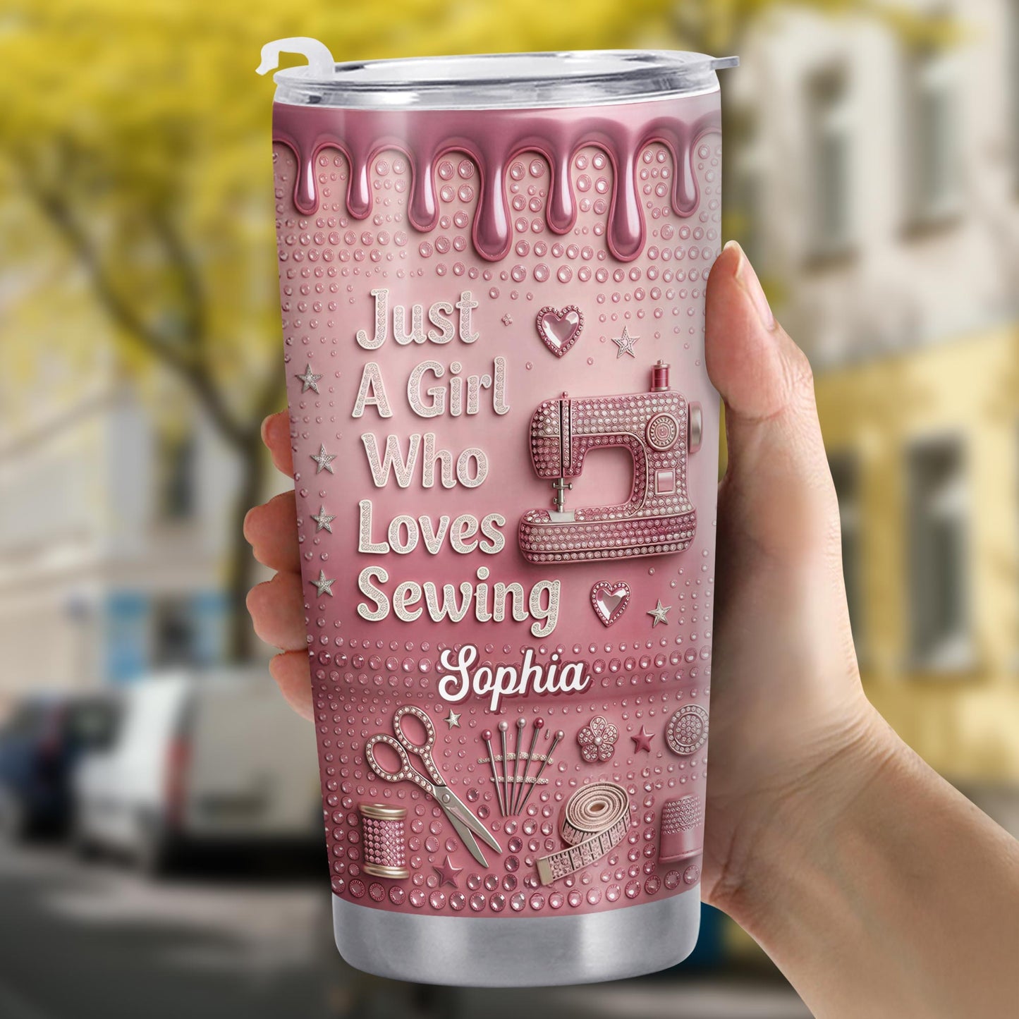 Just A Girl Who Loves Sewing Machine And Tailor Tools - Personalized Custom Stainless Steel Tumbler 20oz 30oz - HAND083_TB