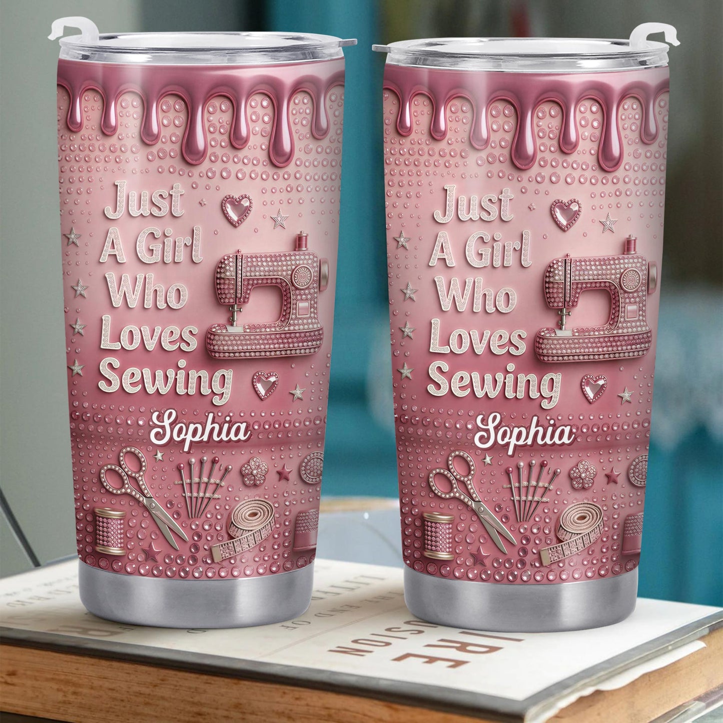 Just A Girl Who Loves Sewing Machine And Tailor Tools - Personalized Custom Stainless Steel Tumbler 20oz 30oz - HAND083_TB