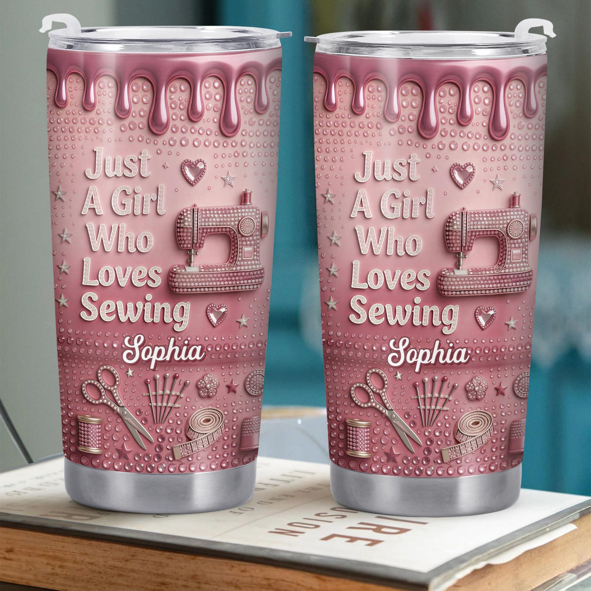 Just A Girl Who Loves Sewing Machine And Tailor Tools - Personalized Custom Stainless Steel Tumbler 20oz 30oz - HAND083_TB