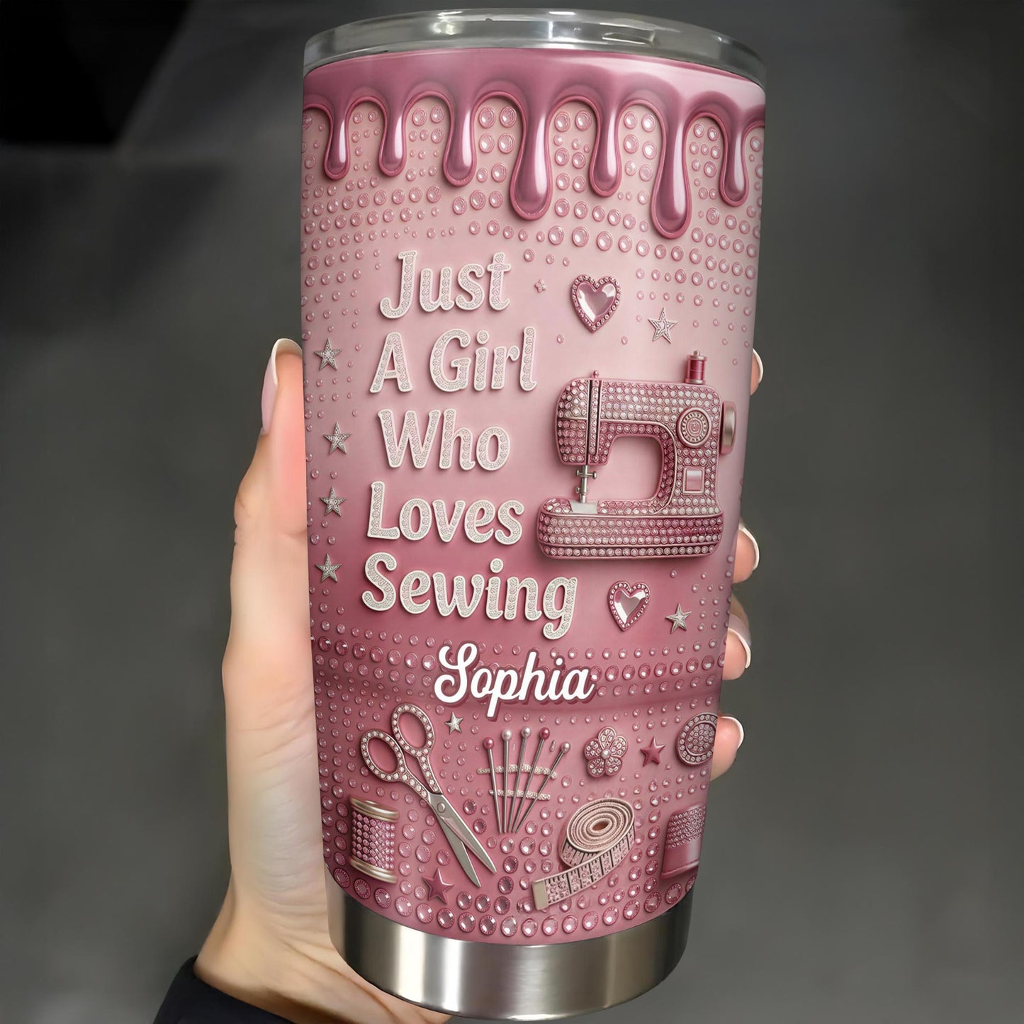 Just A Girl Who Loves Sewing Machine And Tailor Tools - Personalized Custom Stainless Steel Tumbler 20oz 30oz - HAND083_TB