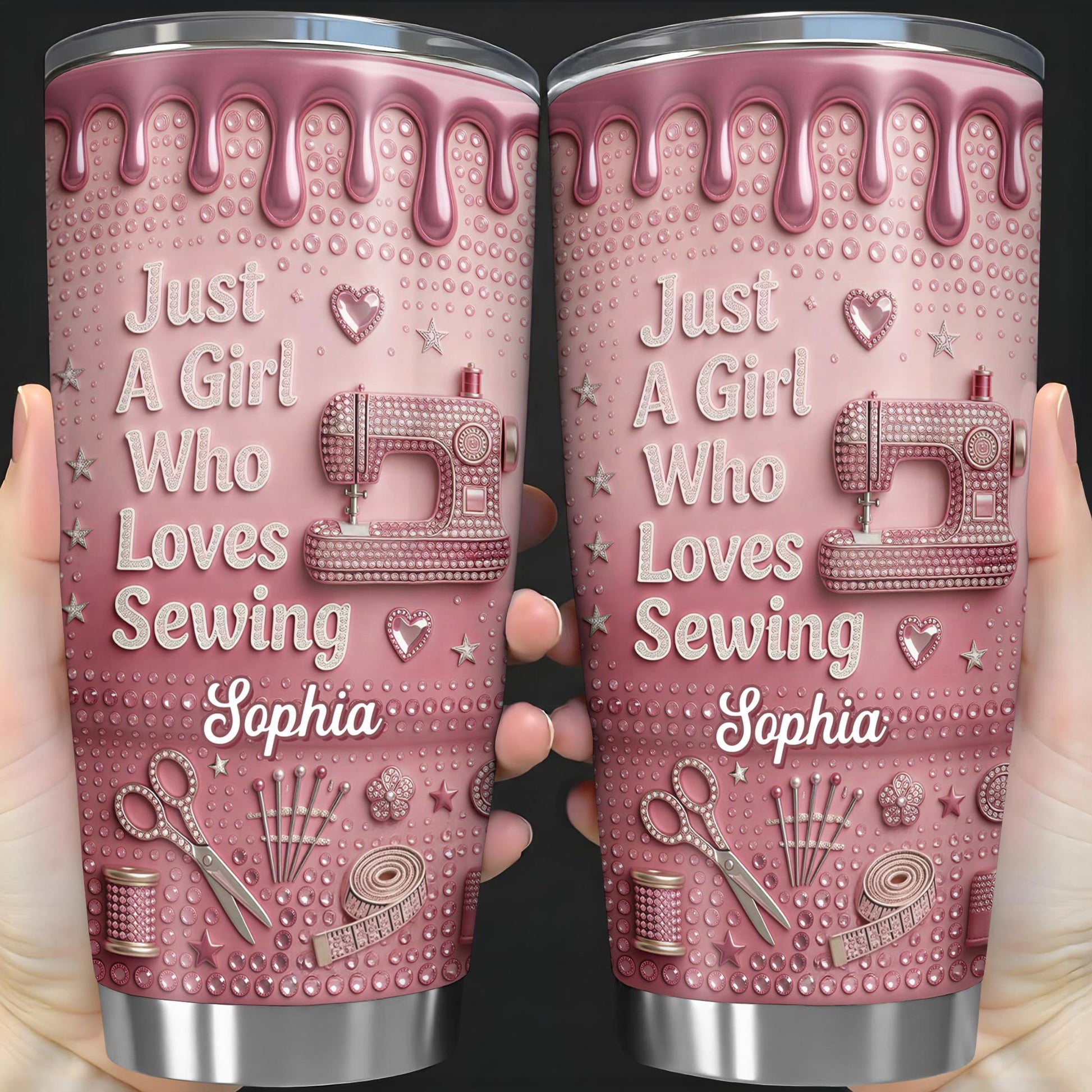Just A Girl Who Loves Sewing Machine And Tailor Tools - Personalized Custom Stainless Steel Tumbler 20oz 30oz - HAND083_TB