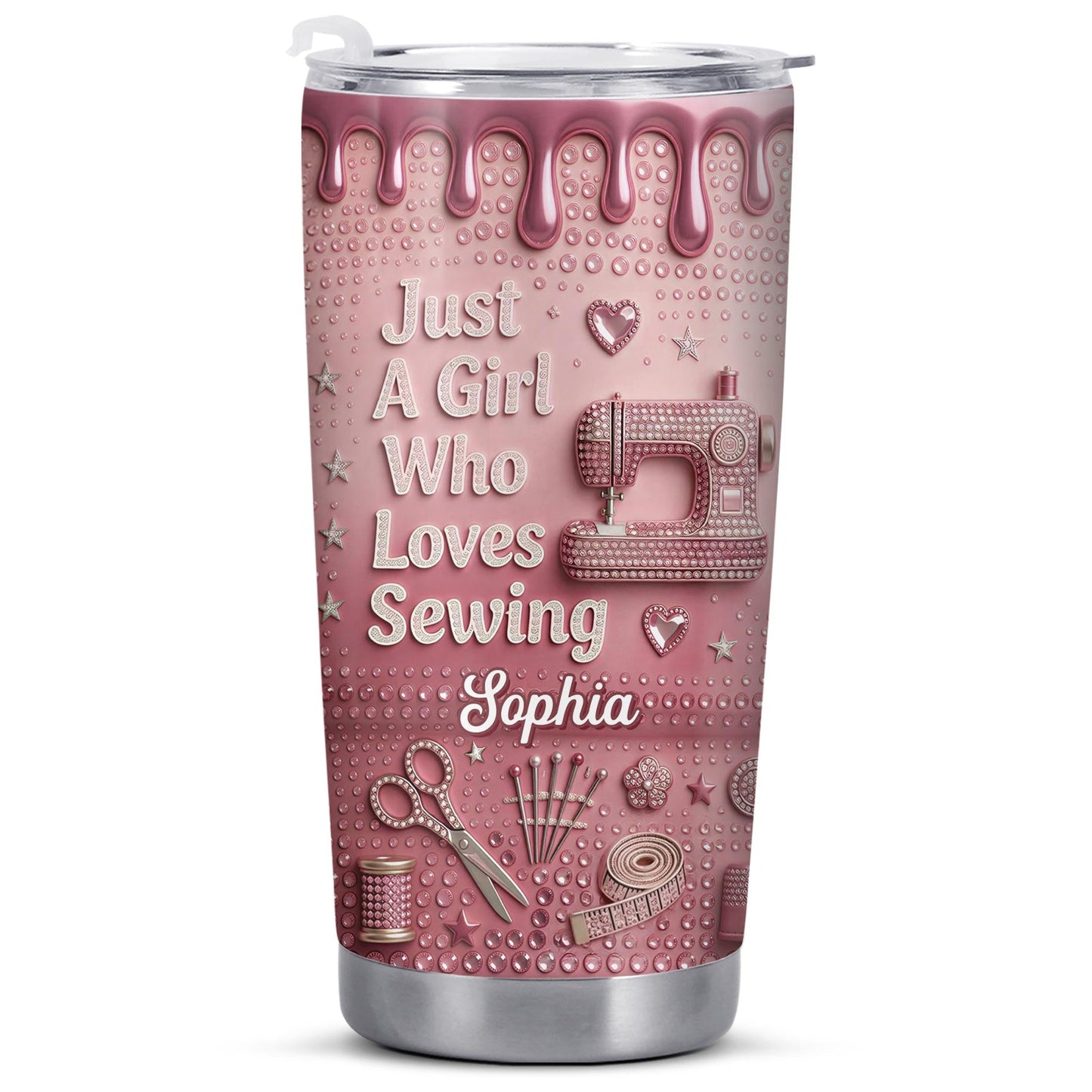 Just A Girl Who Loves Sewing Machine And Tailor Tools - Personalized Custom Stainless Steel Tumbler 20oz 30oz - HAND083_TB