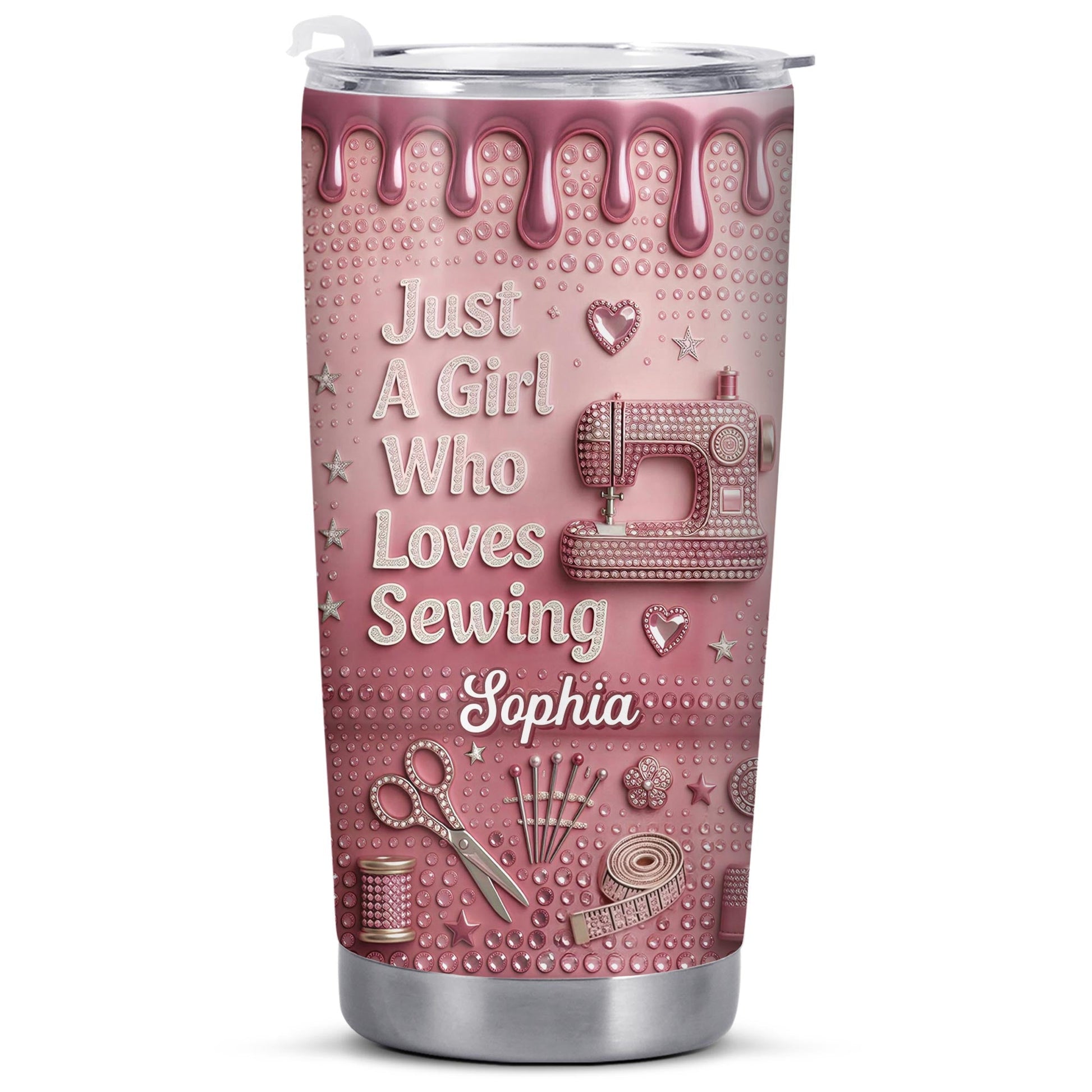 Just A Girl Who Loves Sewing Machine And Tailor Tools - Personalized Custom Stainless Steel Tumbler 20oz 30oz - HAND083_TB