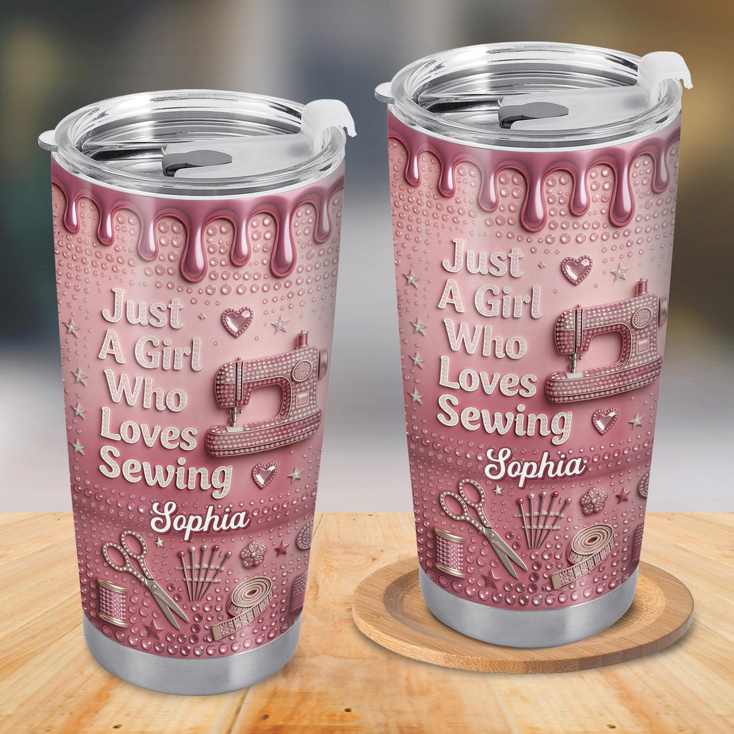 Just A Girl Who Loves Sewing Machine And Tailor Tools - Personalized Custom Stainless Steel Tumbler 20oz 30oz - HAND083_TB