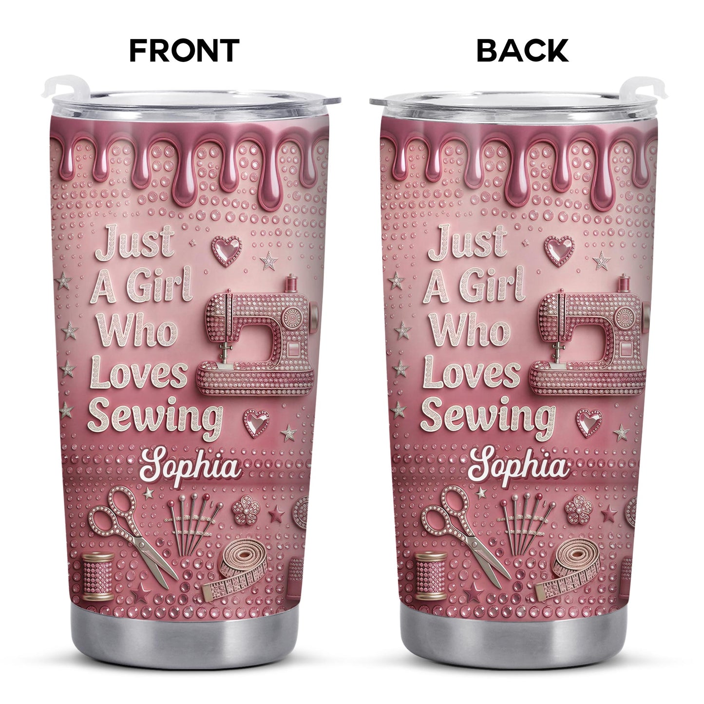 Just A Girl Who Loves Sewing Machine And Tailor Tools - Personalized Custom Stainless Steel Tumbler 20oz 30oz - HAND083_TB