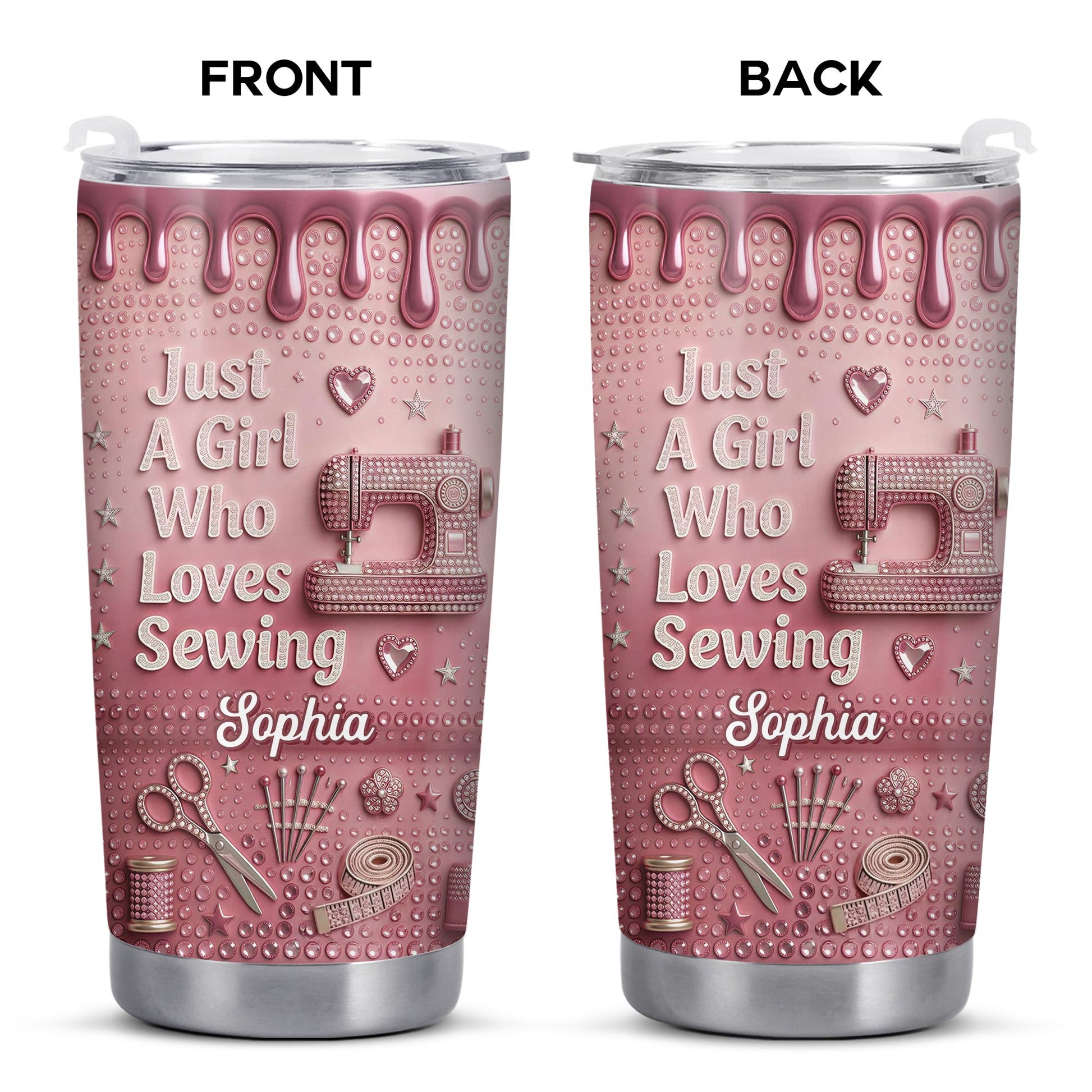 Just A Girl Who Loves Sewing Machine And Tailor Tools - Personalized Custom Stainless Steel Tumbler 20oz 30oz - HAND083_TB