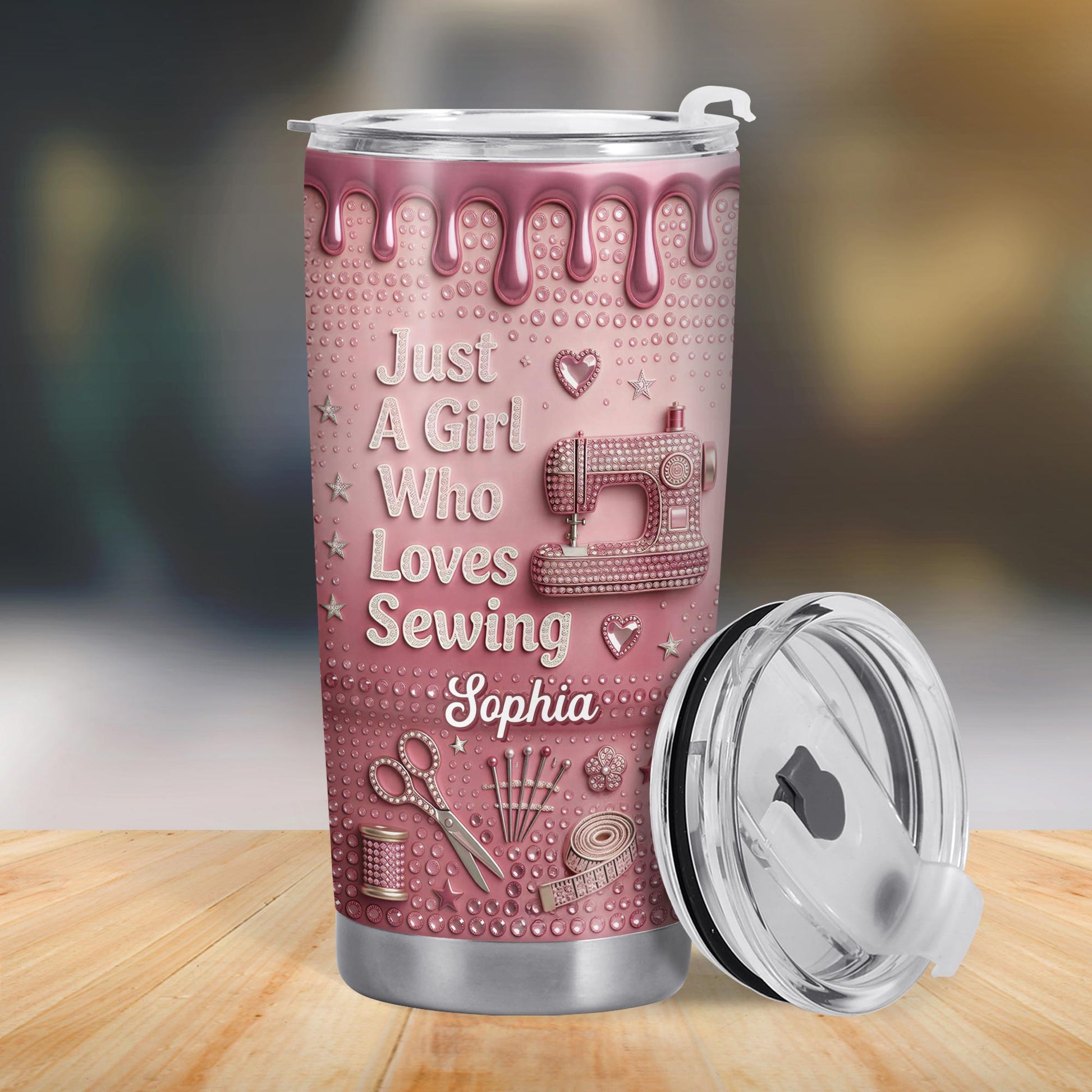 Just A Girl Who Loves Sewing Machine And Tailor Tools - Personalized Custom Stainless Steel Tumbler 20oz 30oz - HAND083_TB